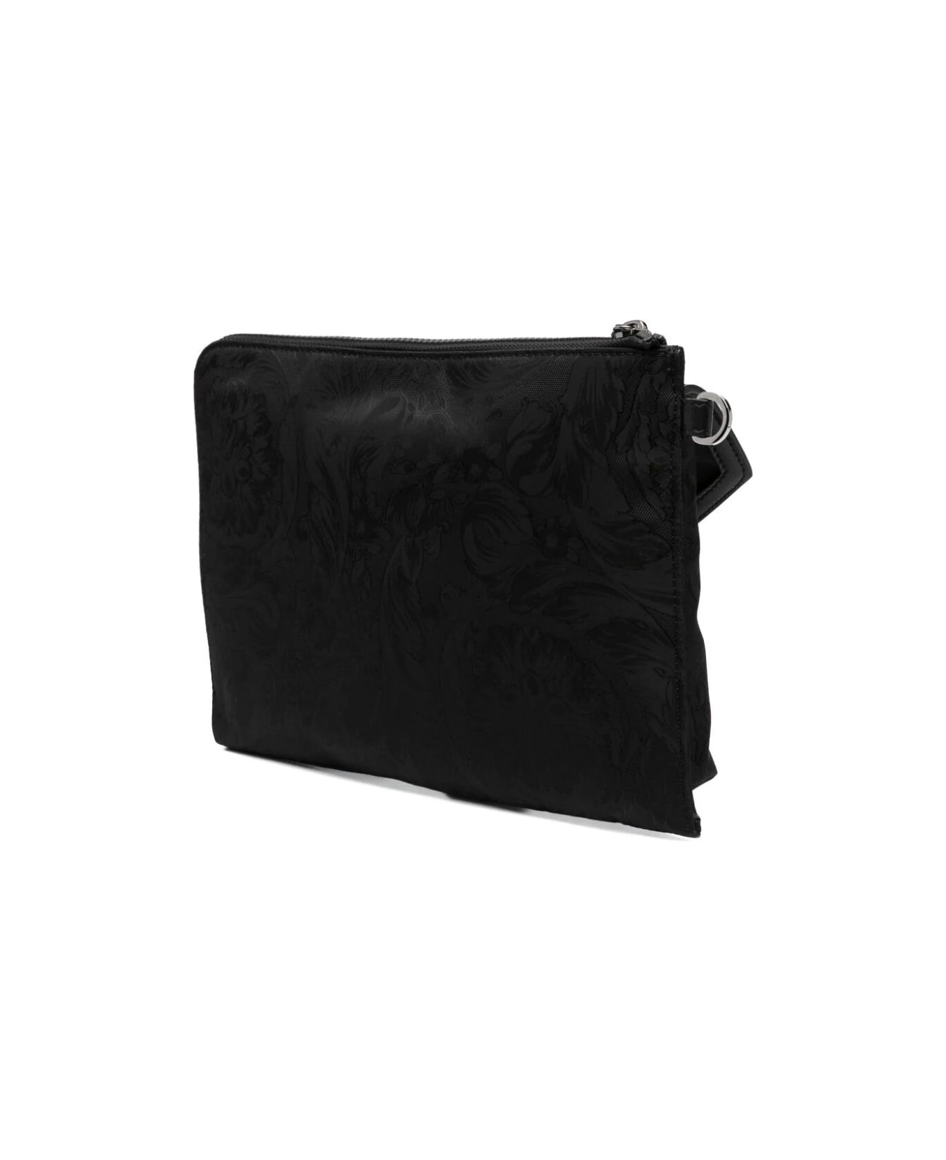Versace Zip Pouch Fabric Nylon Barocco - E Black Ruthenium