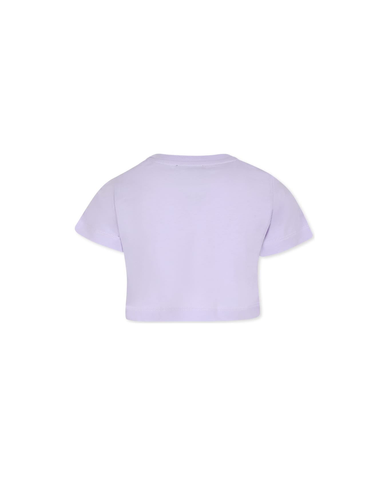 Balmain Purple Crop T-shirt For Girl With Logo - Violet
