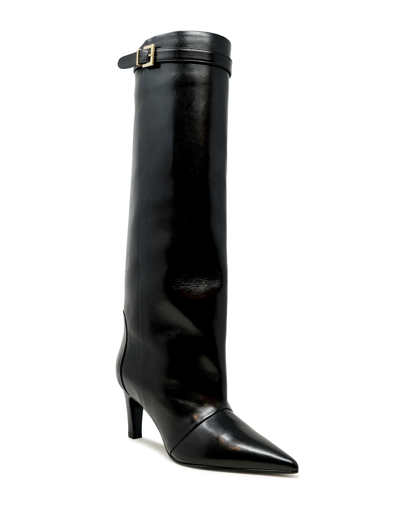 Lella Baldi Black Leather Boots - BLACK
