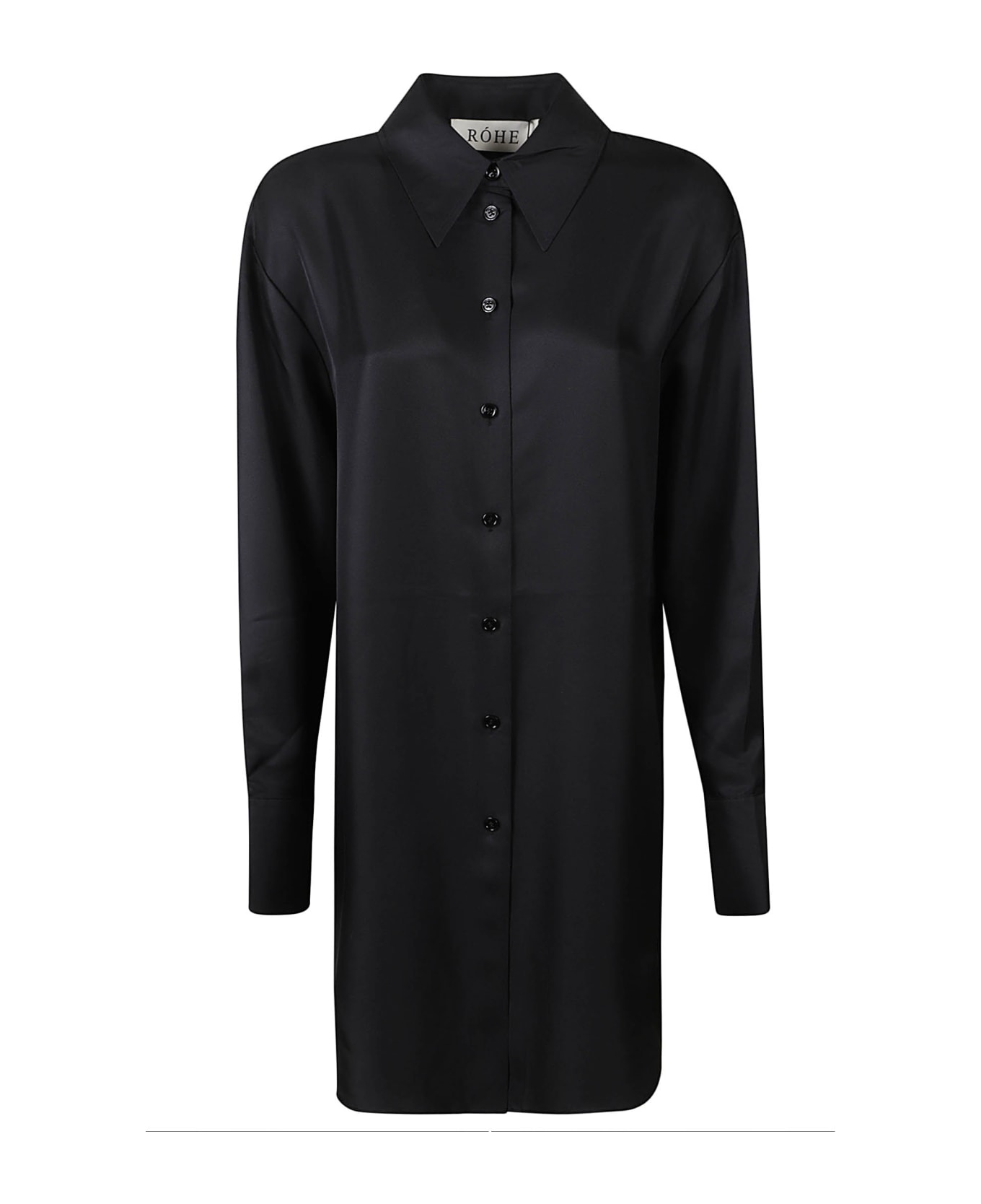 Róhe Long Plain Shirt Dress - Black