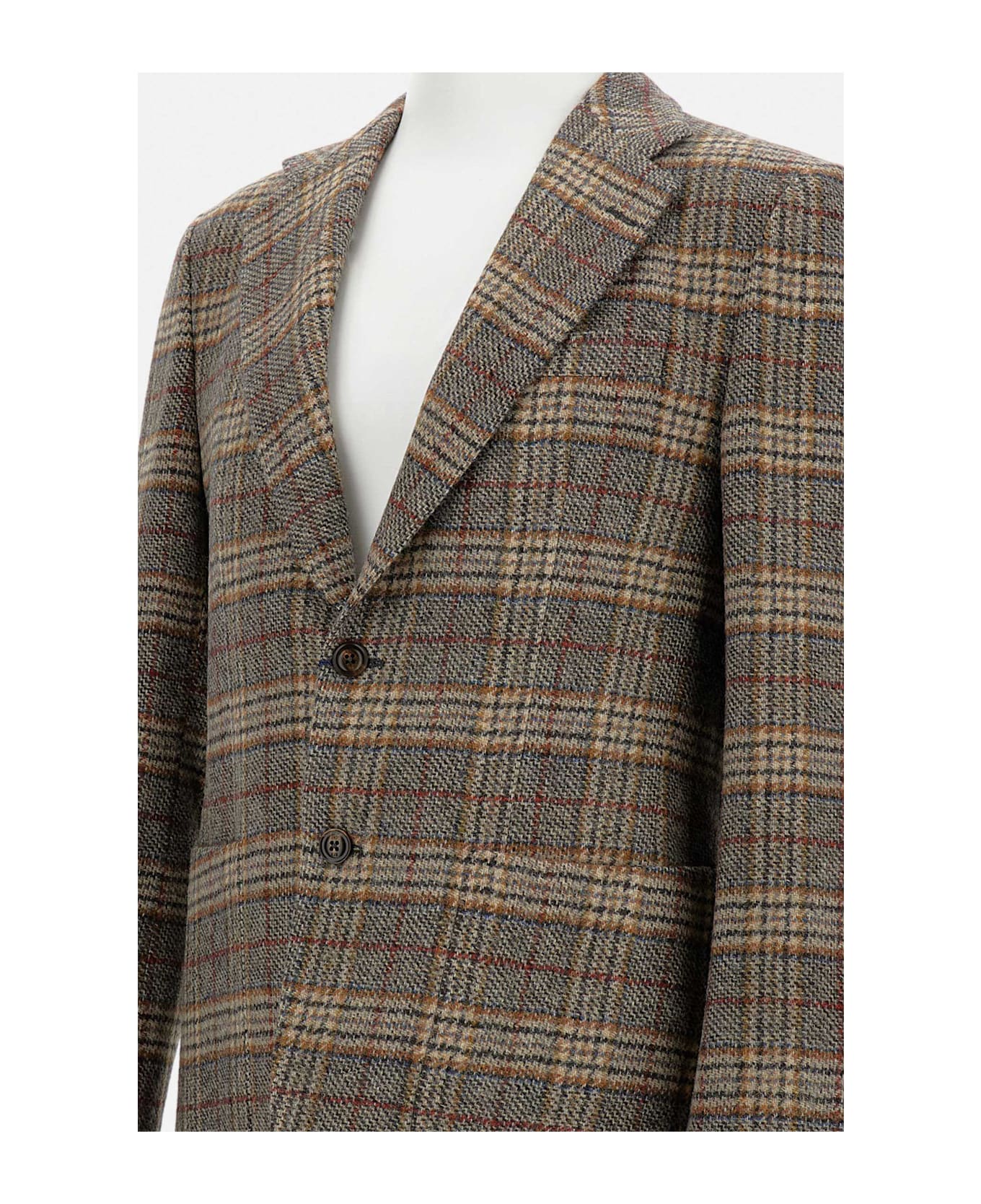 Fay Overcheck Wool Jacket - Brown ブレザー