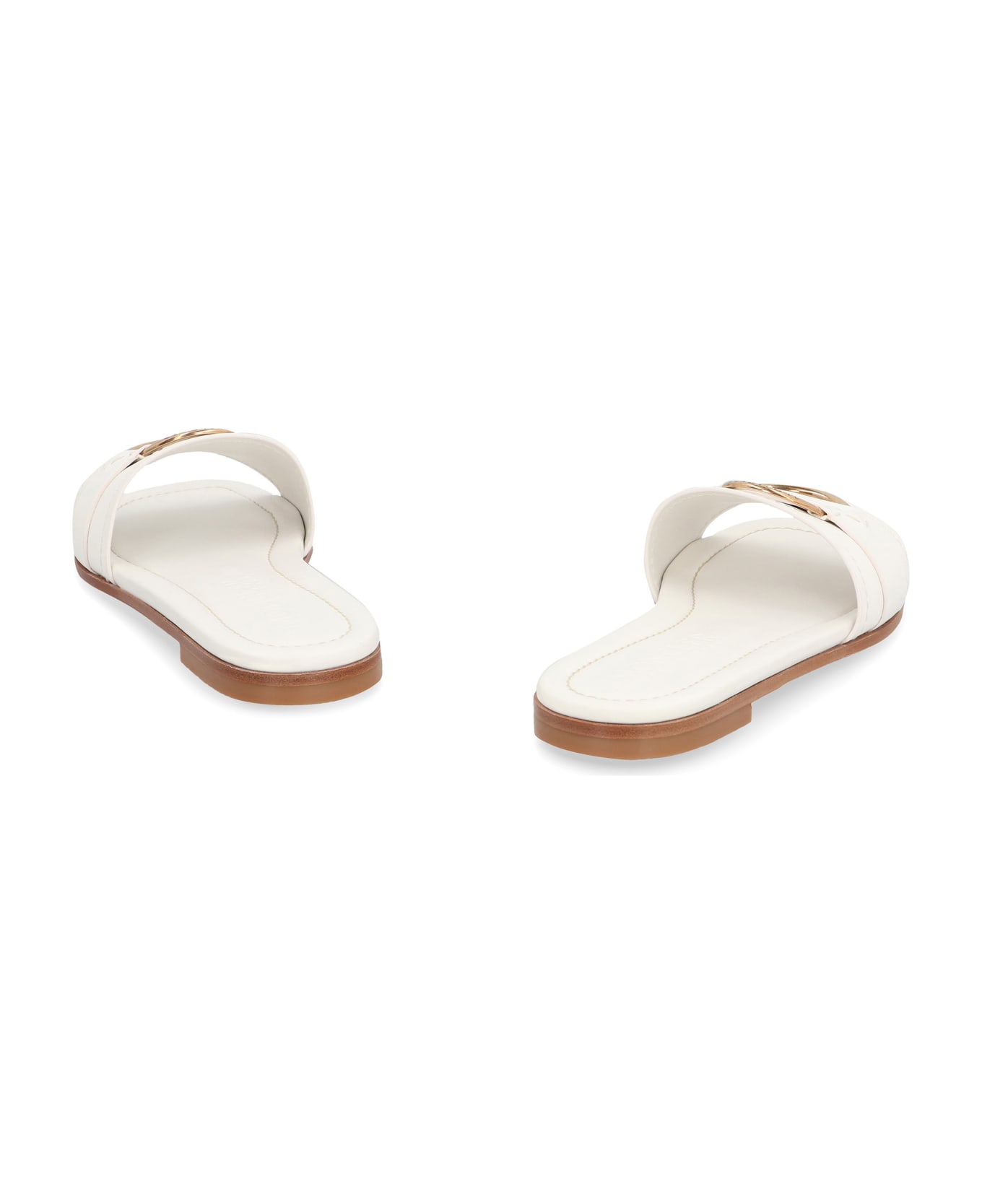 Moncler Bell Leather Slides - White