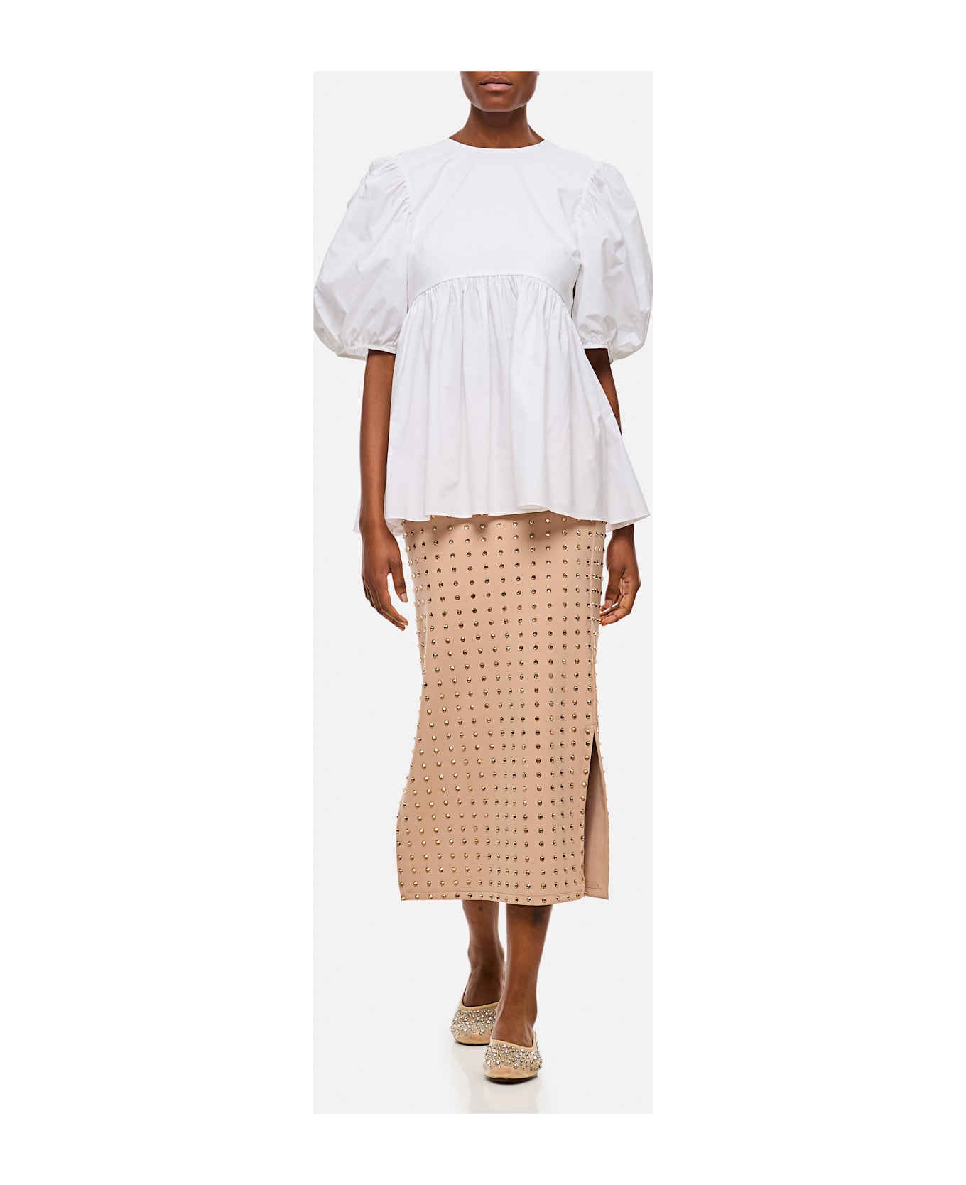 Cecilie Bahnsen Anisha Top Cotton White - White