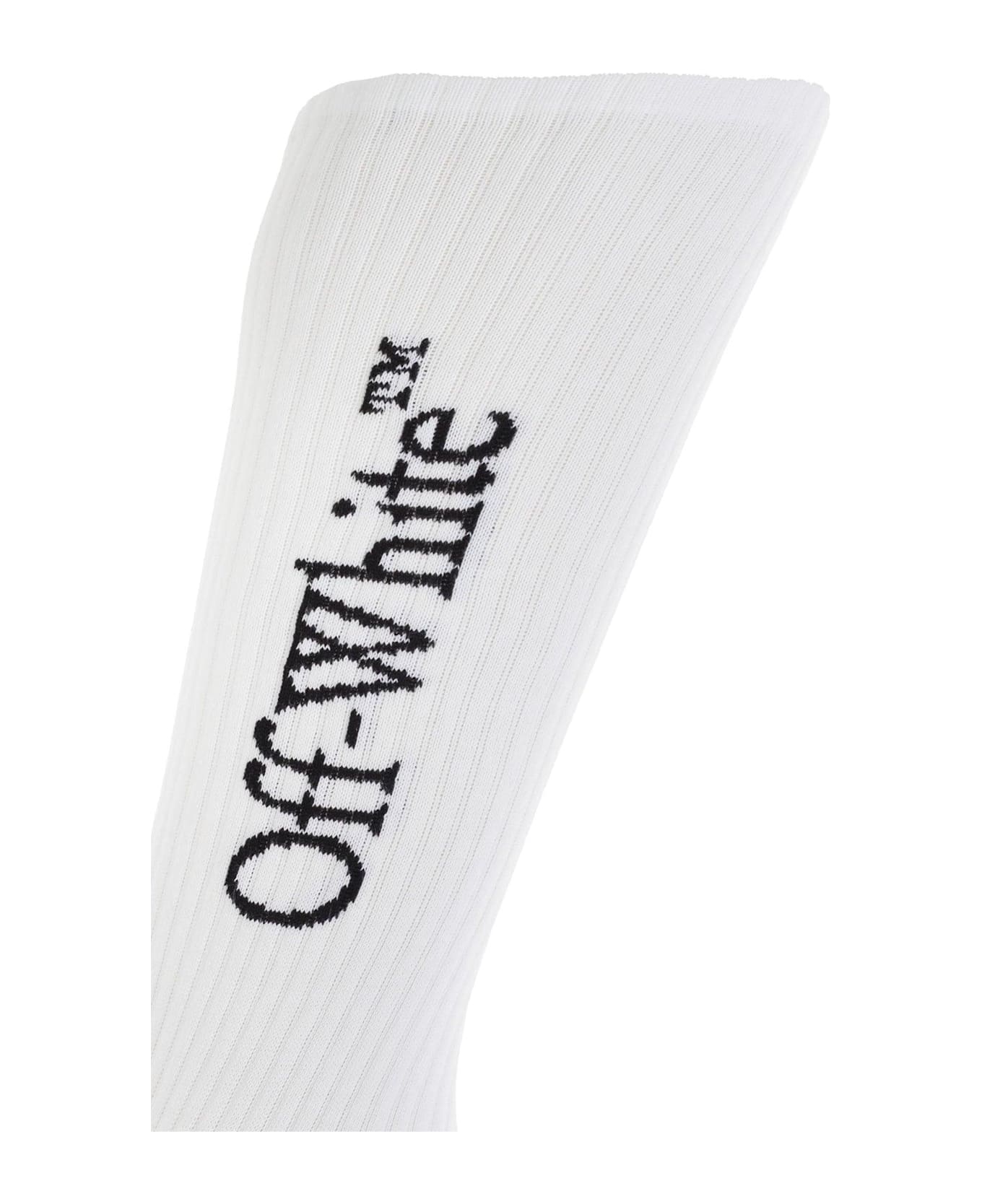 Off-White Logo Intarsia Ribbed Socks - Black