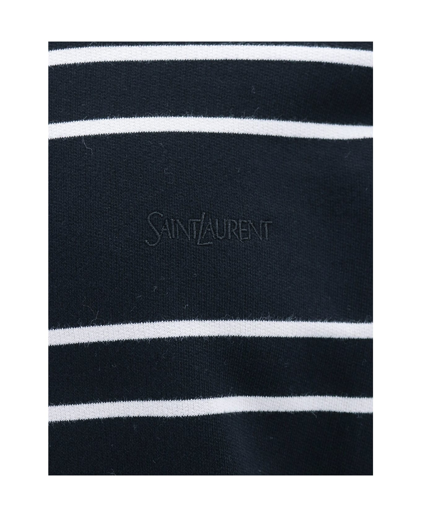 Saint Laurent Cotton Striped Hoodie - Black