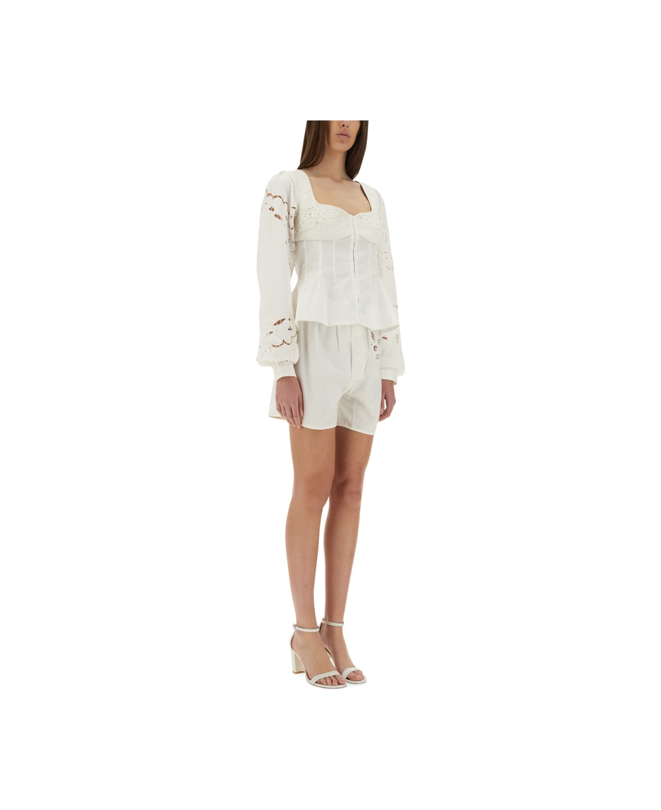 Marine Serre Upcycled Linen Shorts - WHITE