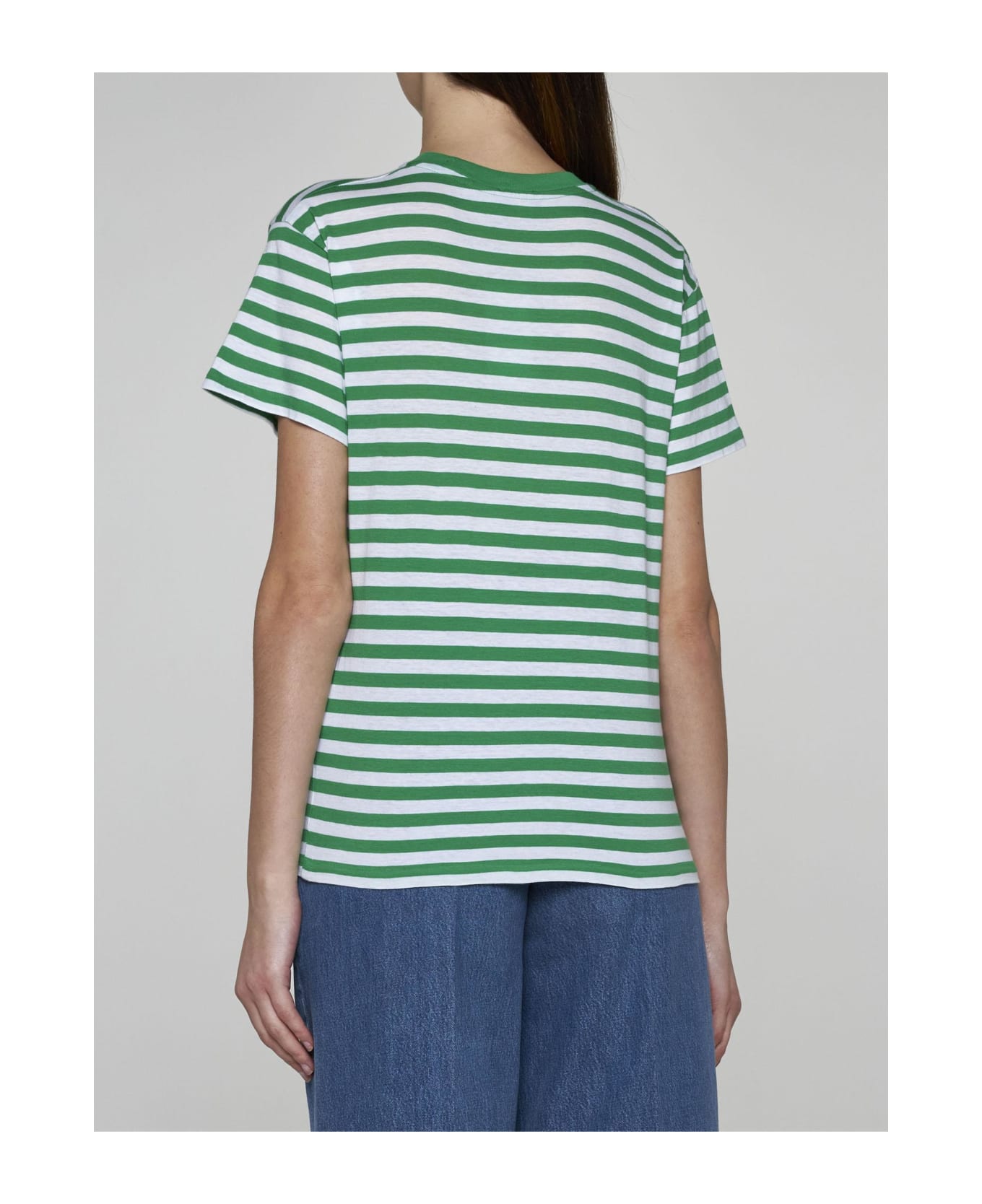Polo Ralph Lauren Striped Cotton T-shirt - PREPPYGREENWHITE
