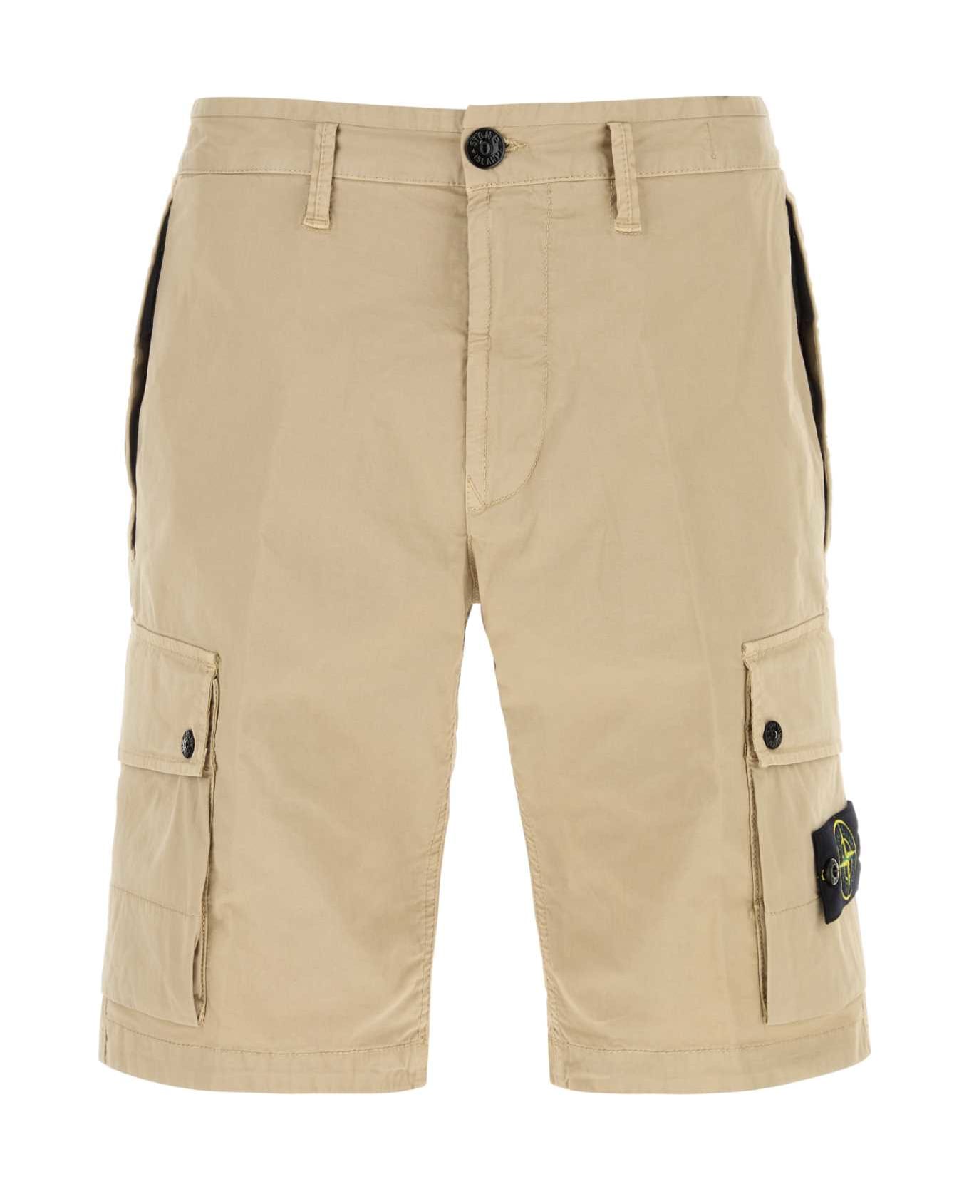 Stone Island Sand Stretch Cotton Bermuda Shorts - DESERT