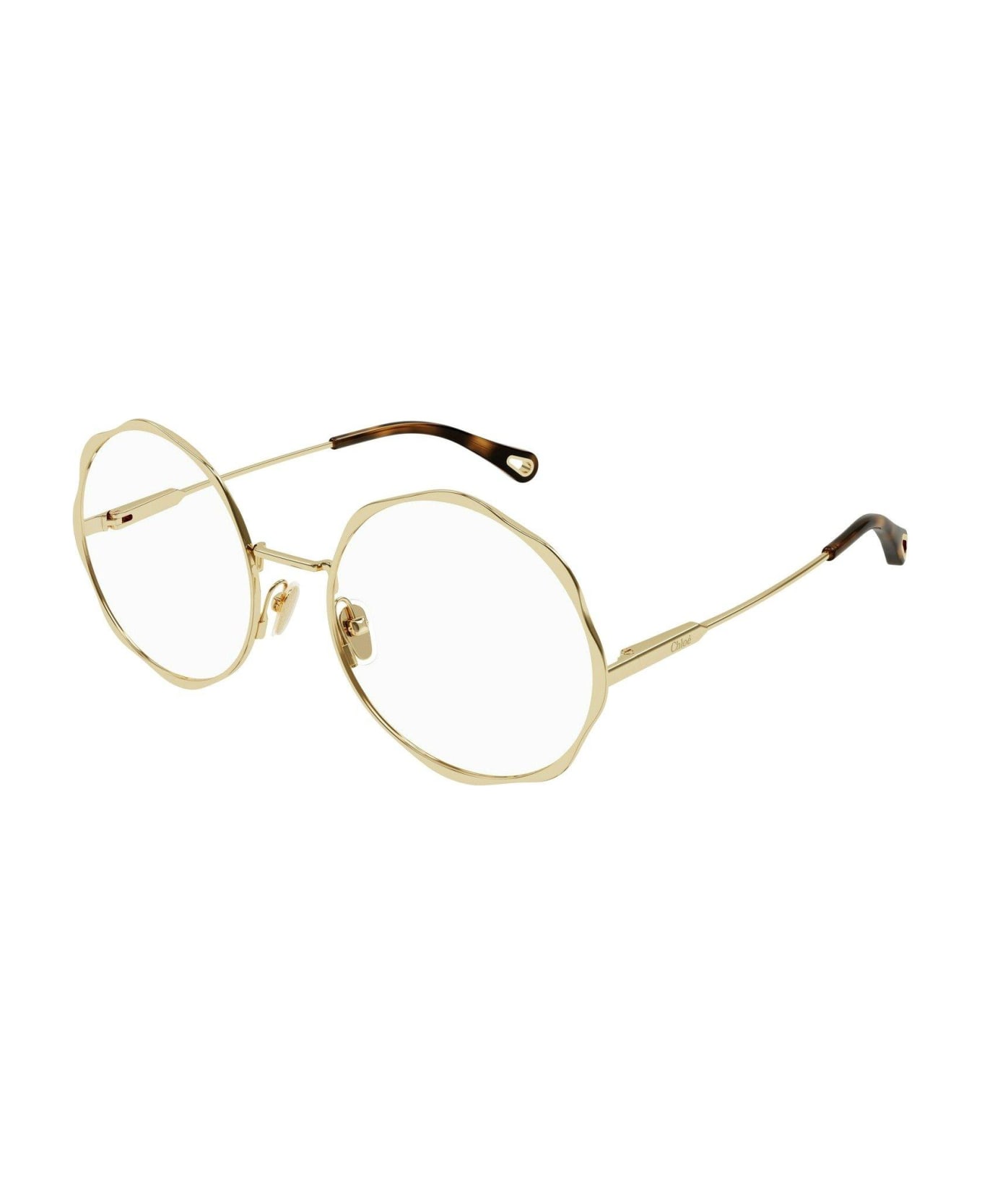 Chloé Eyewear Round Frame Glasses - 001 gold gold transparent