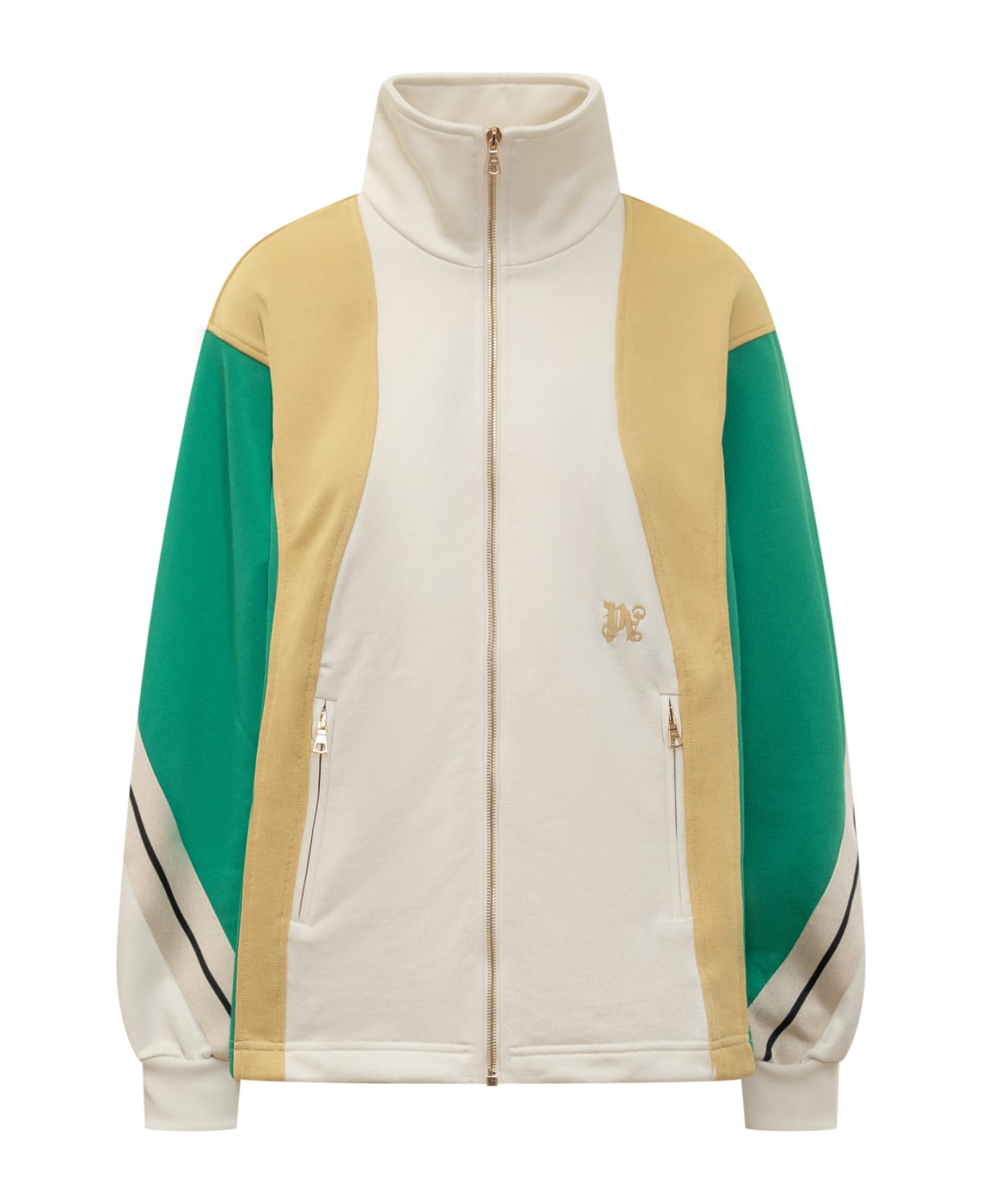 Palm Angels Monogram Embroidered Zipped Sweatshirt - OFF WHITE MULTICOLOR