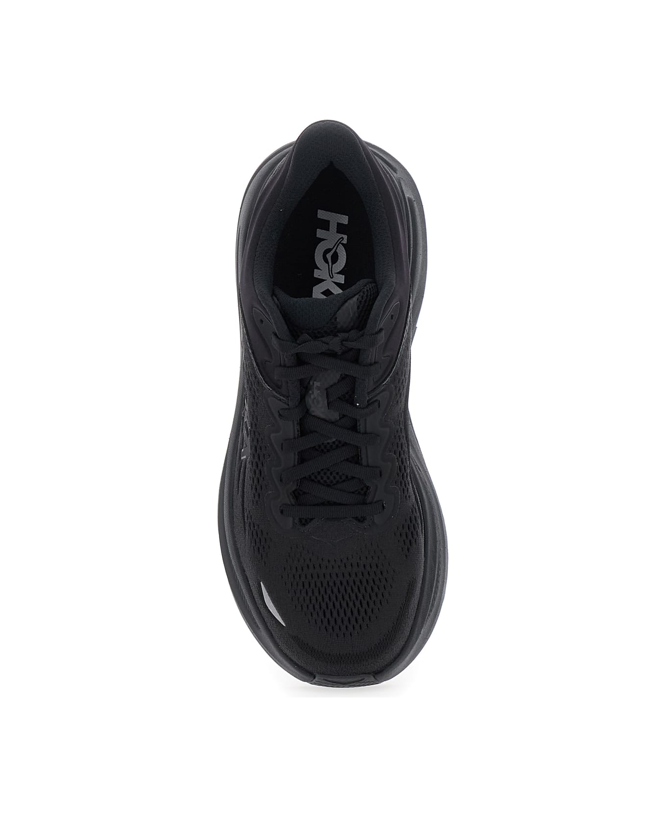 Hoka 'bondi 9' Black Low Top Sneakers With Maxi Logo Lettering On The Side In Tech Fabric Unisex - Black スニーカー
