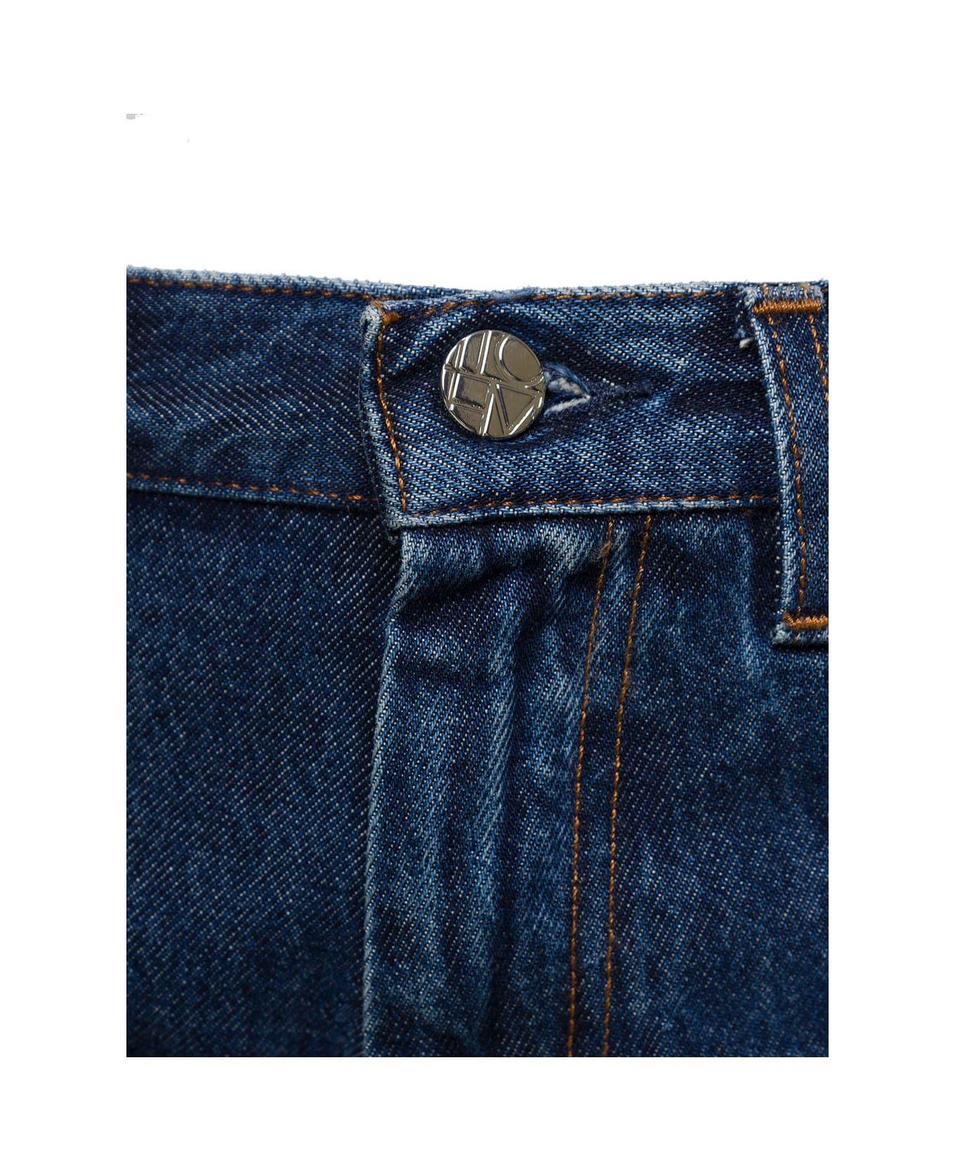 Totême Cropped Straight Jeans In Blue Denim Cotton Woman - Blu