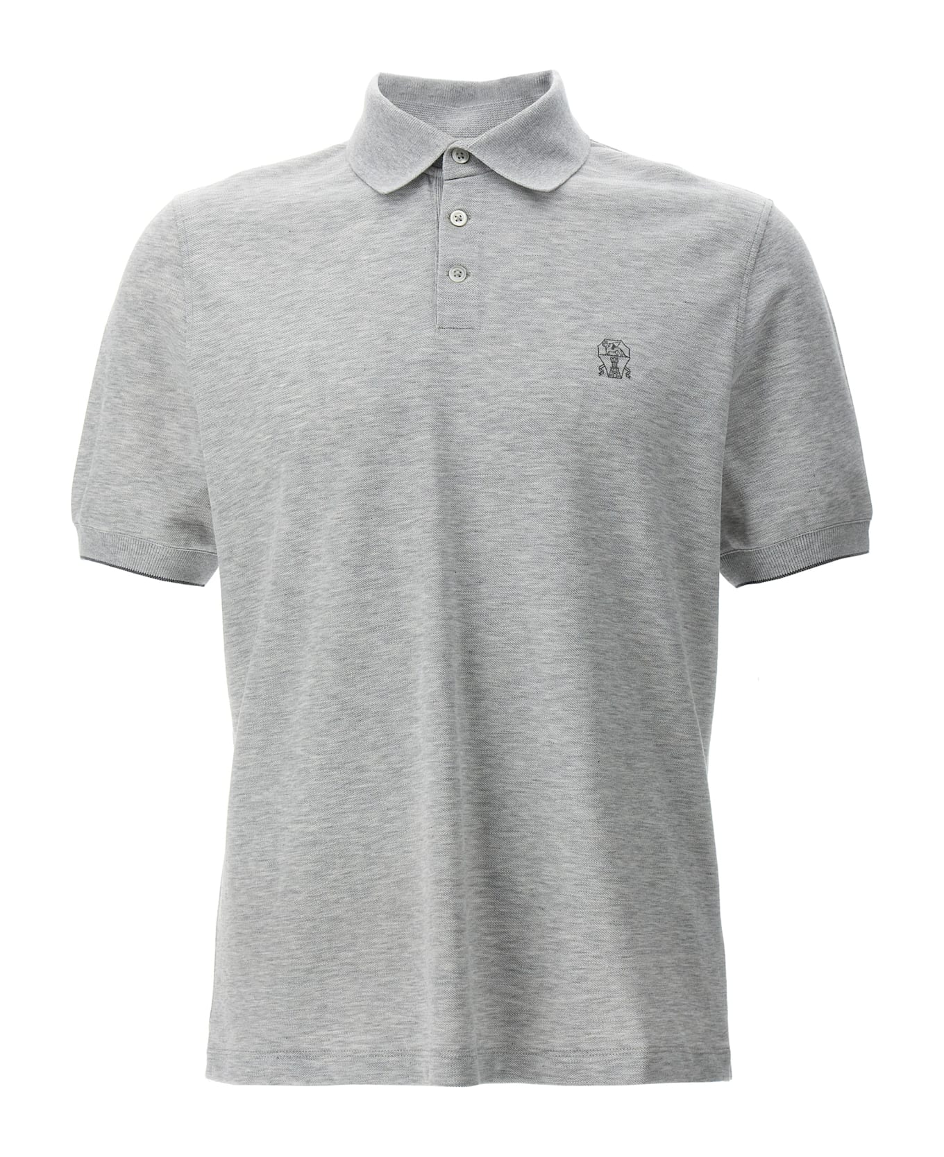 Brunello Cucinelli Logo Piqué Polo Shirt - Gray