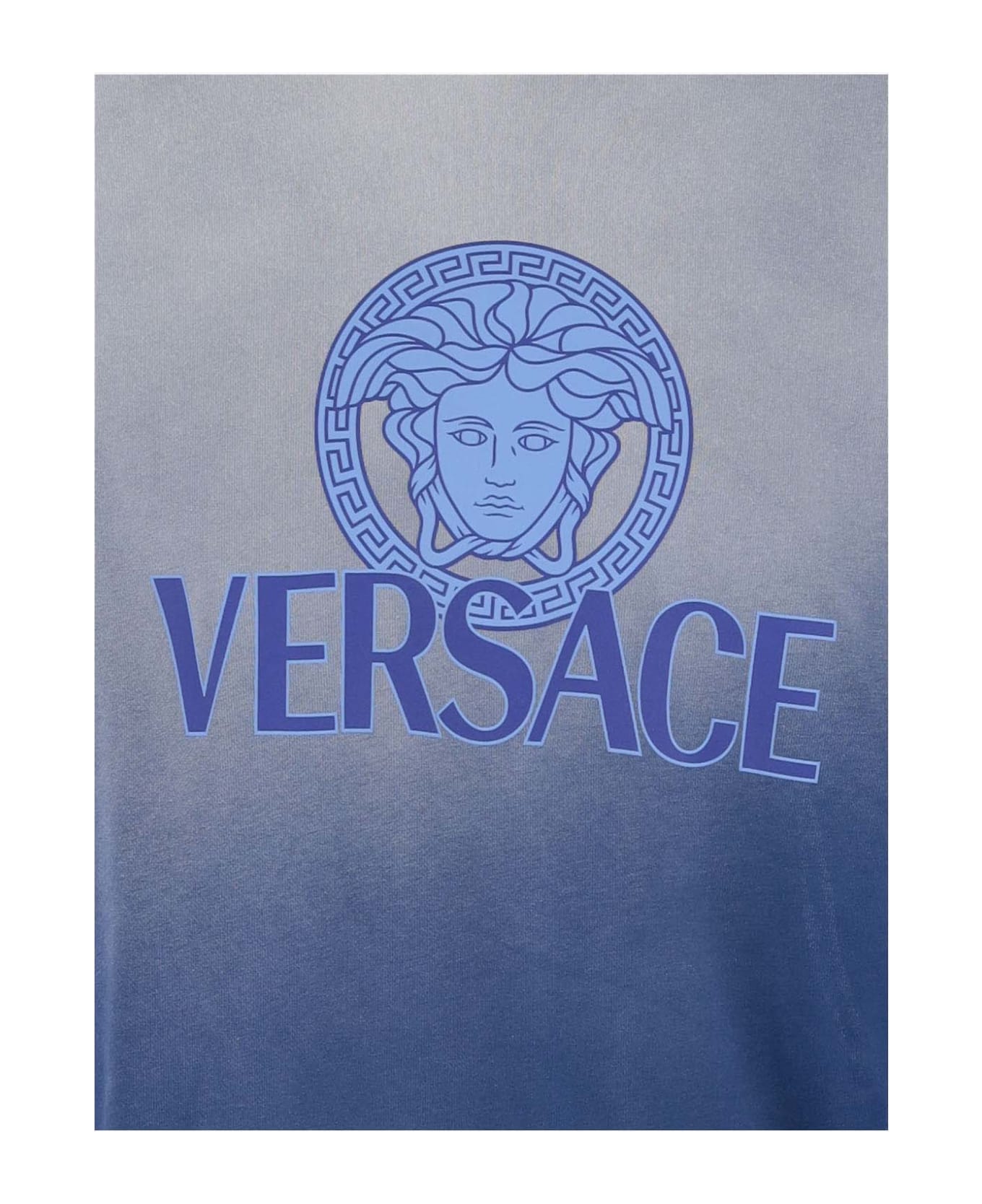Versace Cotton Sweatshirt With Logo - Blue
