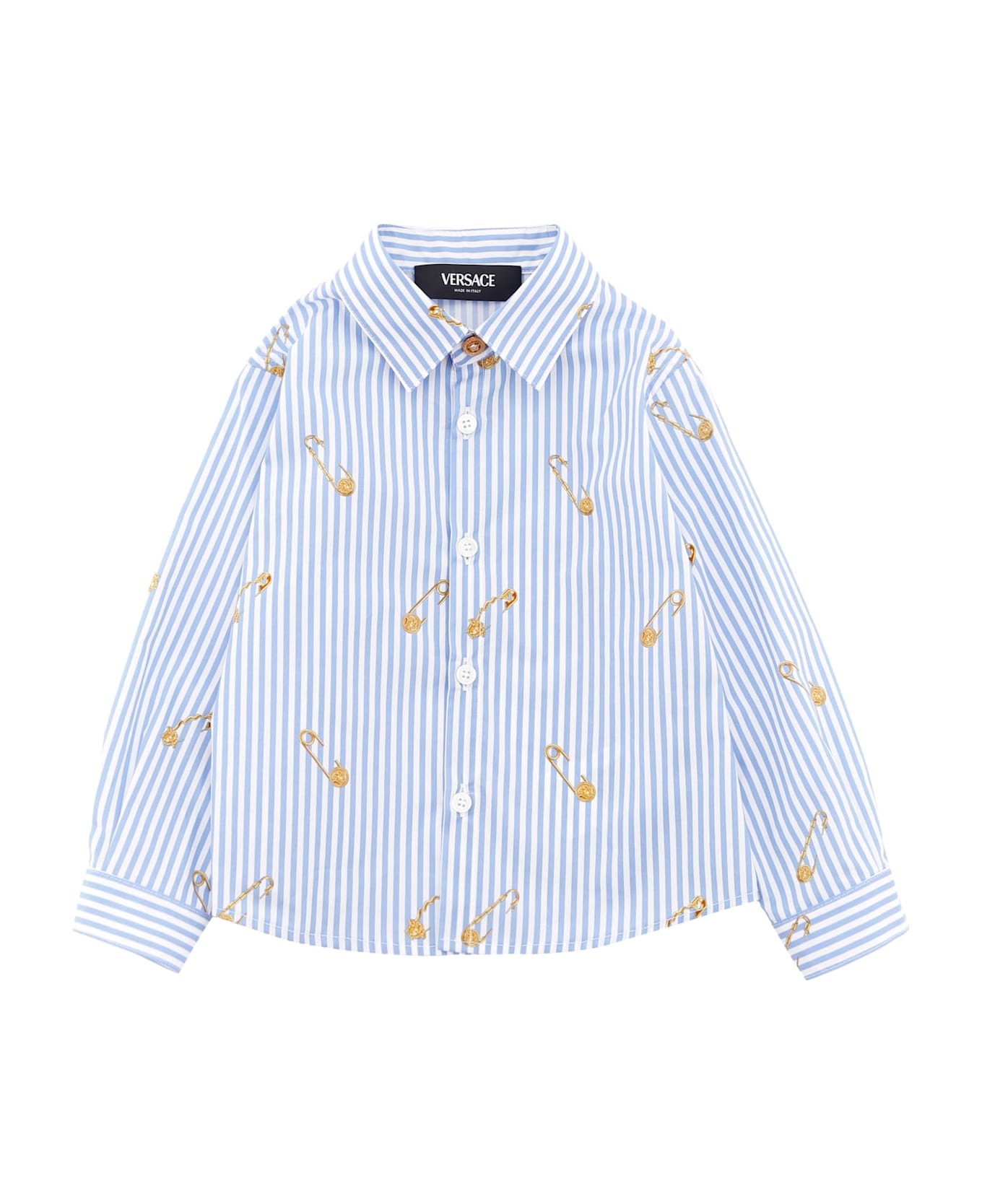 Versace Light Blue Shirt For Baby Boy Withsafety Pin - Light Blue