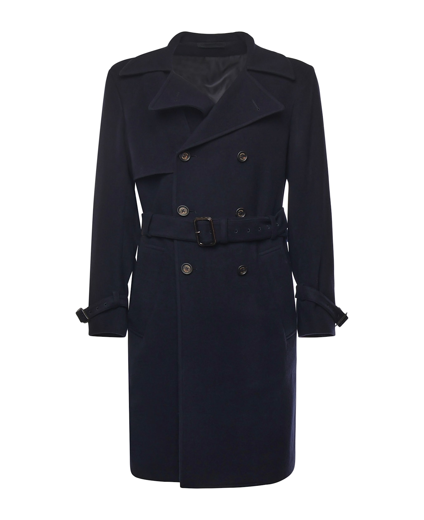 Eleventy Double-breasted Wool Coat - Blue