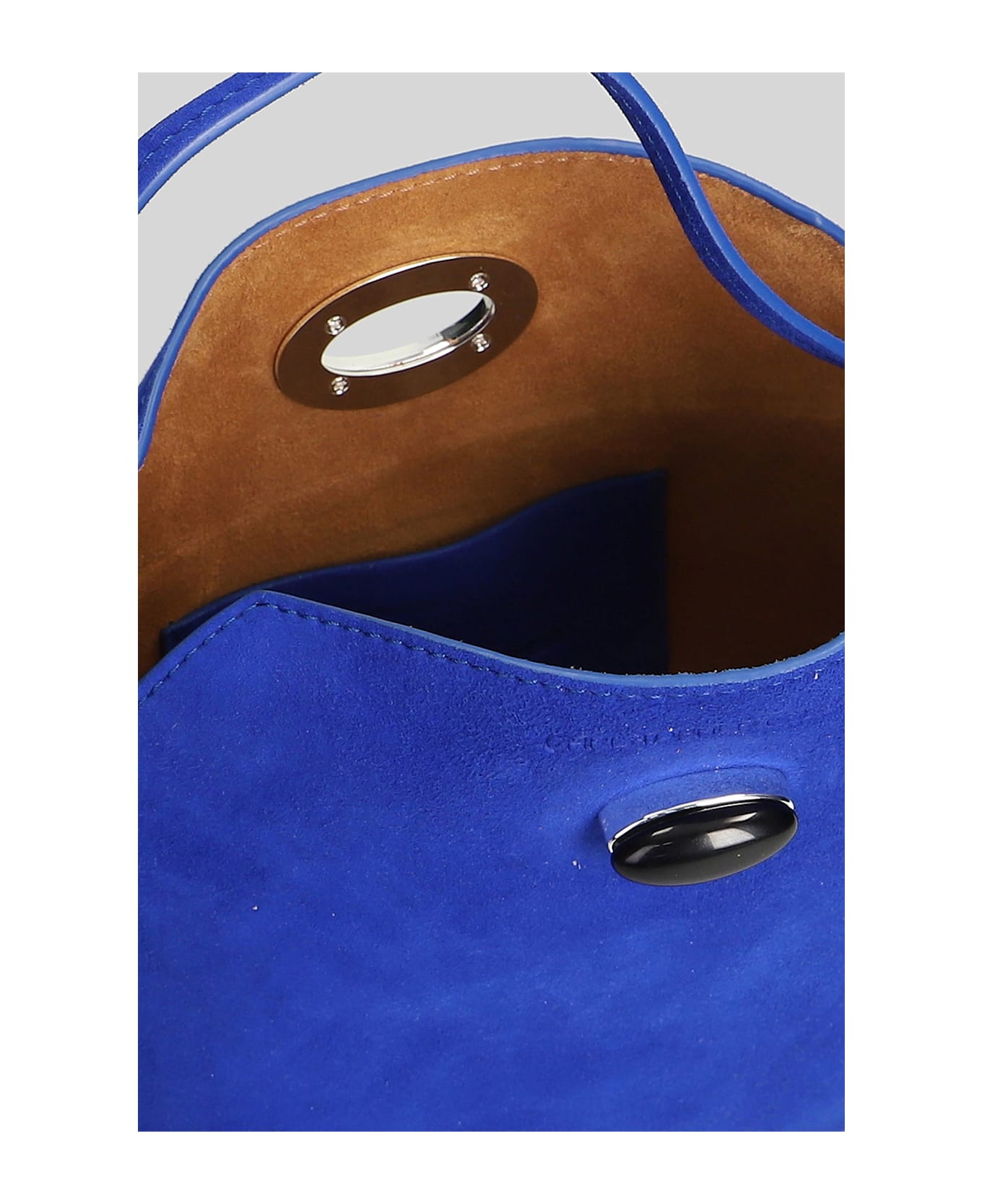 Christopher Esber Turnlock Suede Mini Hand Bag In Blue Suede - blue