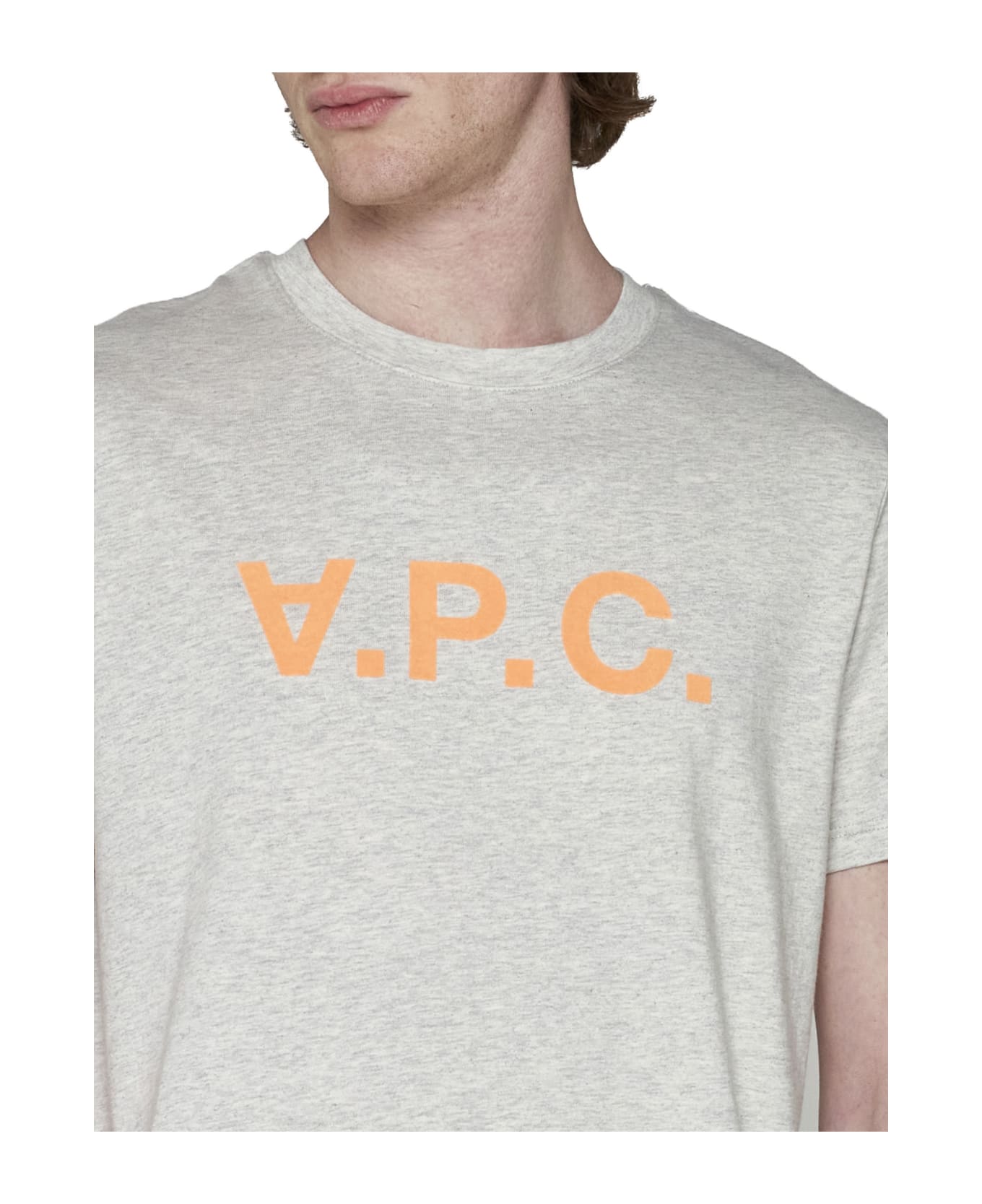 A.P.C. T-shirt With V.p.c Logo - Ecru chine orange