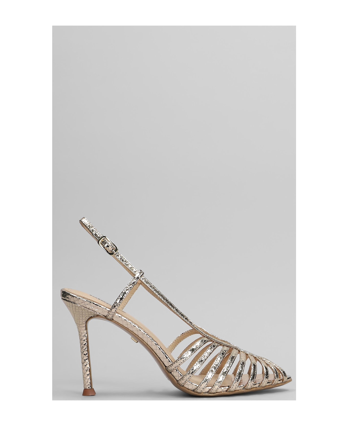 Lola Cruz Diana 95 Sandals In Platinum Leather - platinum