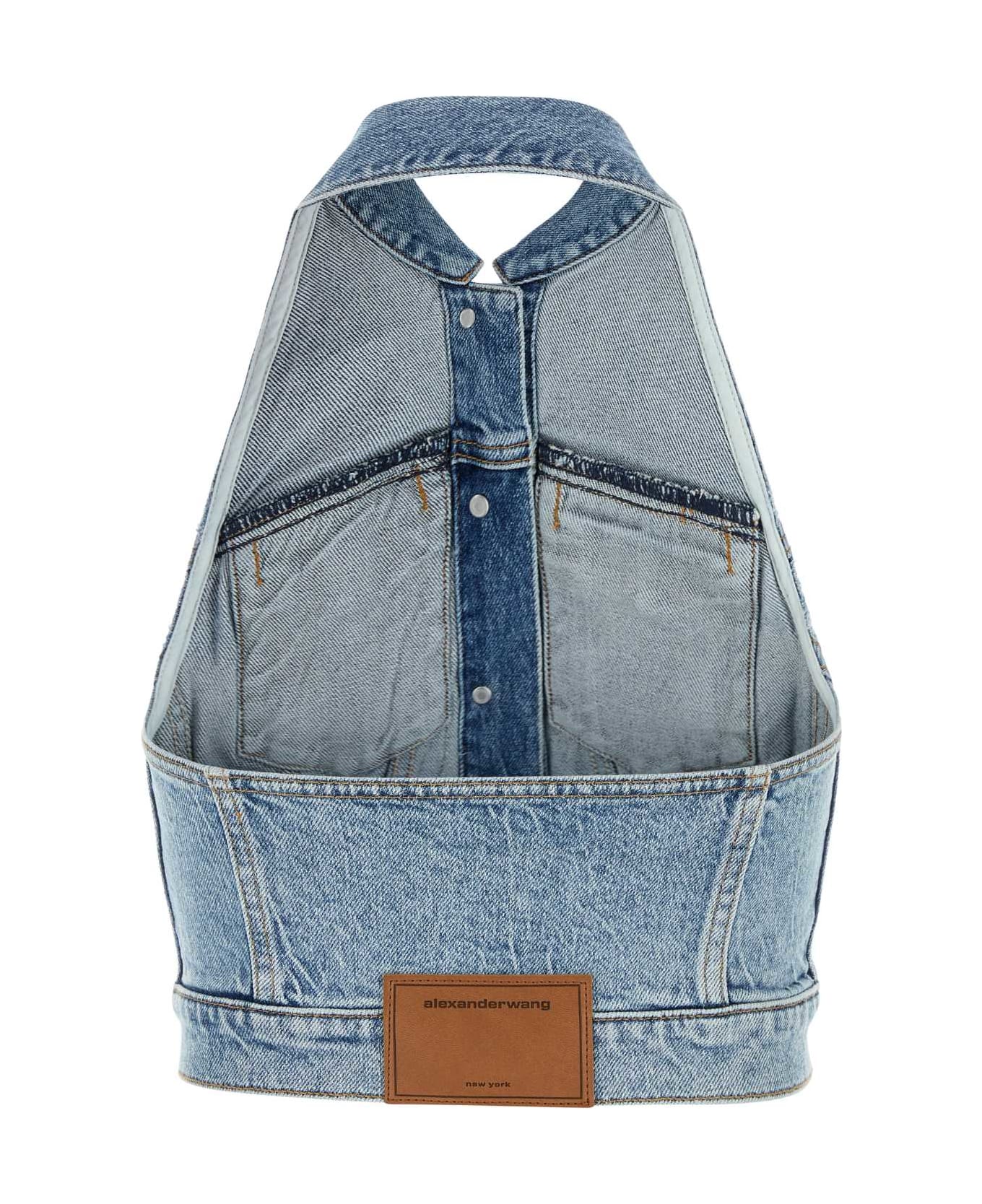 Alexander Wang Stretch Denim Top - VINTAGEBLEACHBLUE