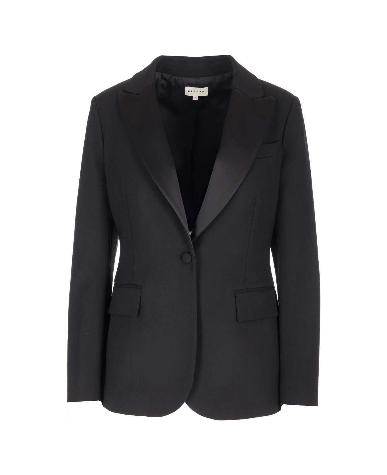 Parosh Black Wool Tuxedo Jacket - Black