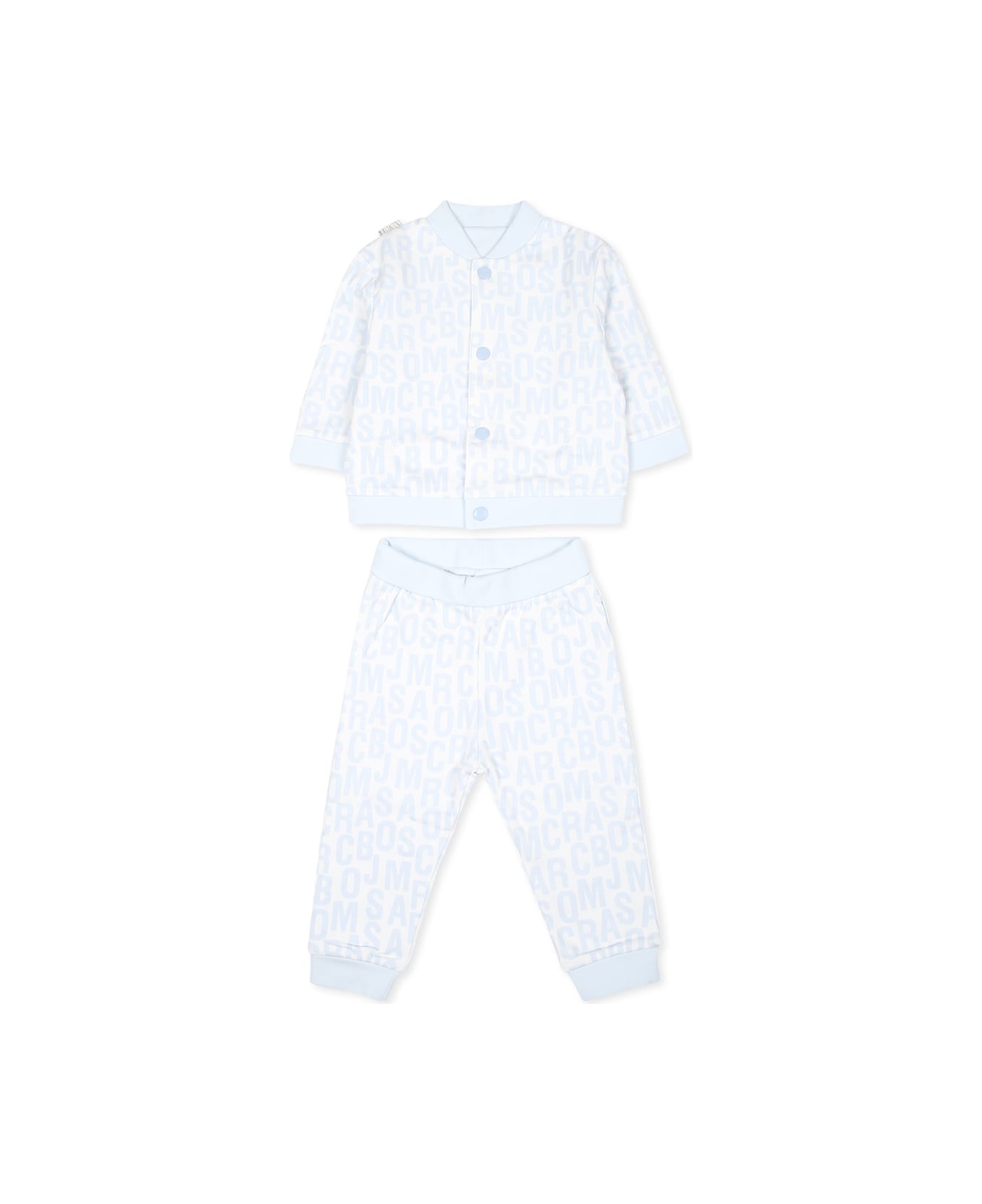 Marc Jacobs Light Blue Suit For Baby Boy With Logo - Light Blue