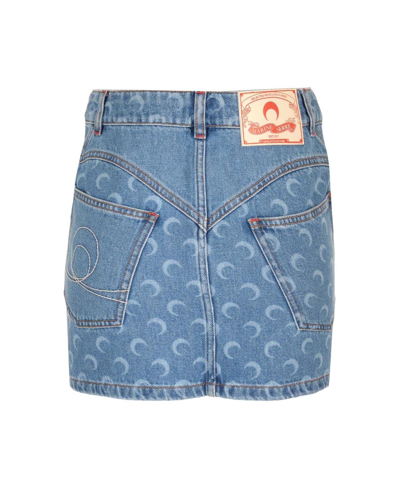 Marine Serre "moon" Mini Skirt - Light blue