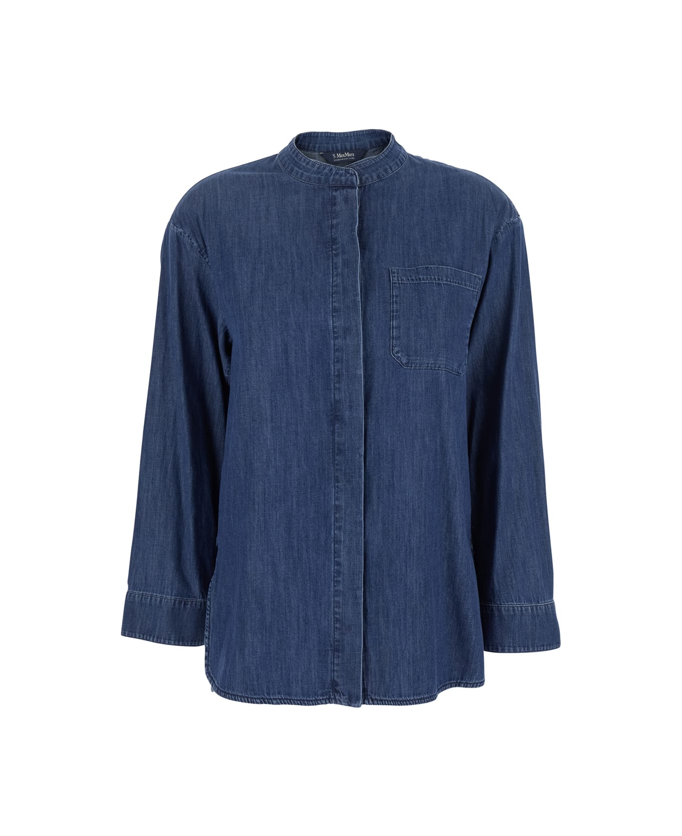 
S Max Mara 
unito
 Blue Shirt With Dropped Shoulders And Chest Pocket In Denim Woman - Blu