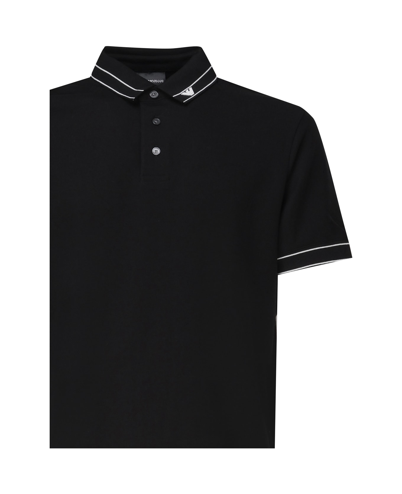 Emporio Armani Polo T-shirt In Cotton - Black