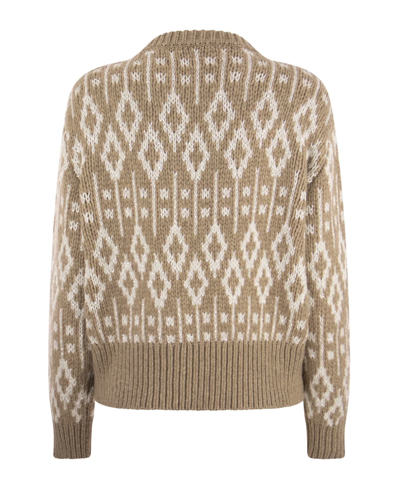 Brunello Cucinelli Vintage Jacquard Cashmere Sweater - Beige