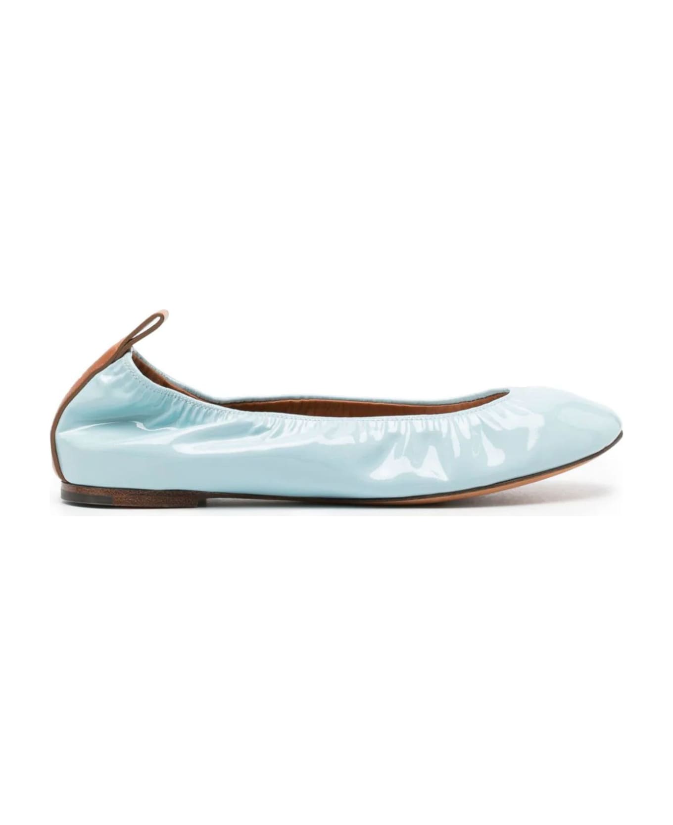 Lanvin Sky Blue Patent Leather Ballerina Shoes - Clear Blue