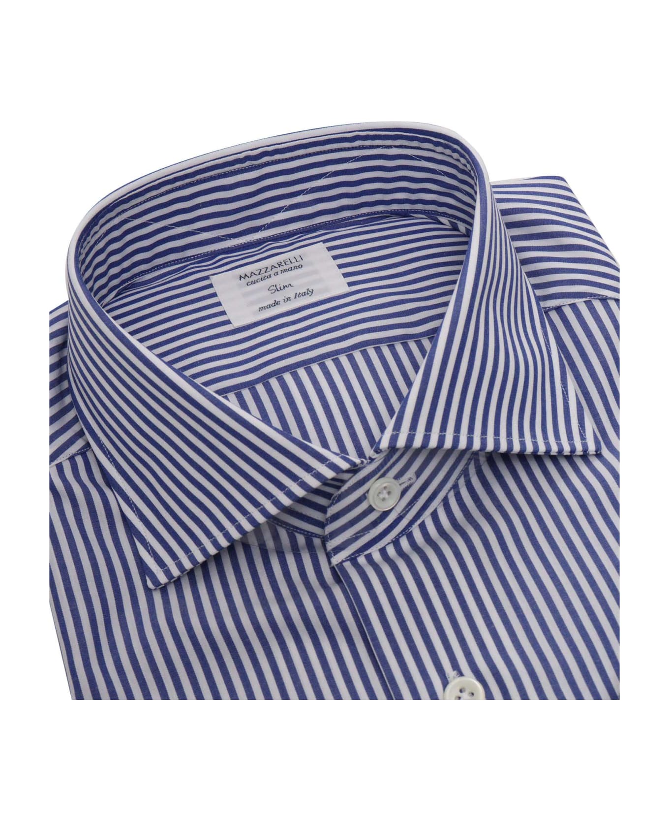 Mazzarelli Blue Striped Shirt - WHITE シャツ