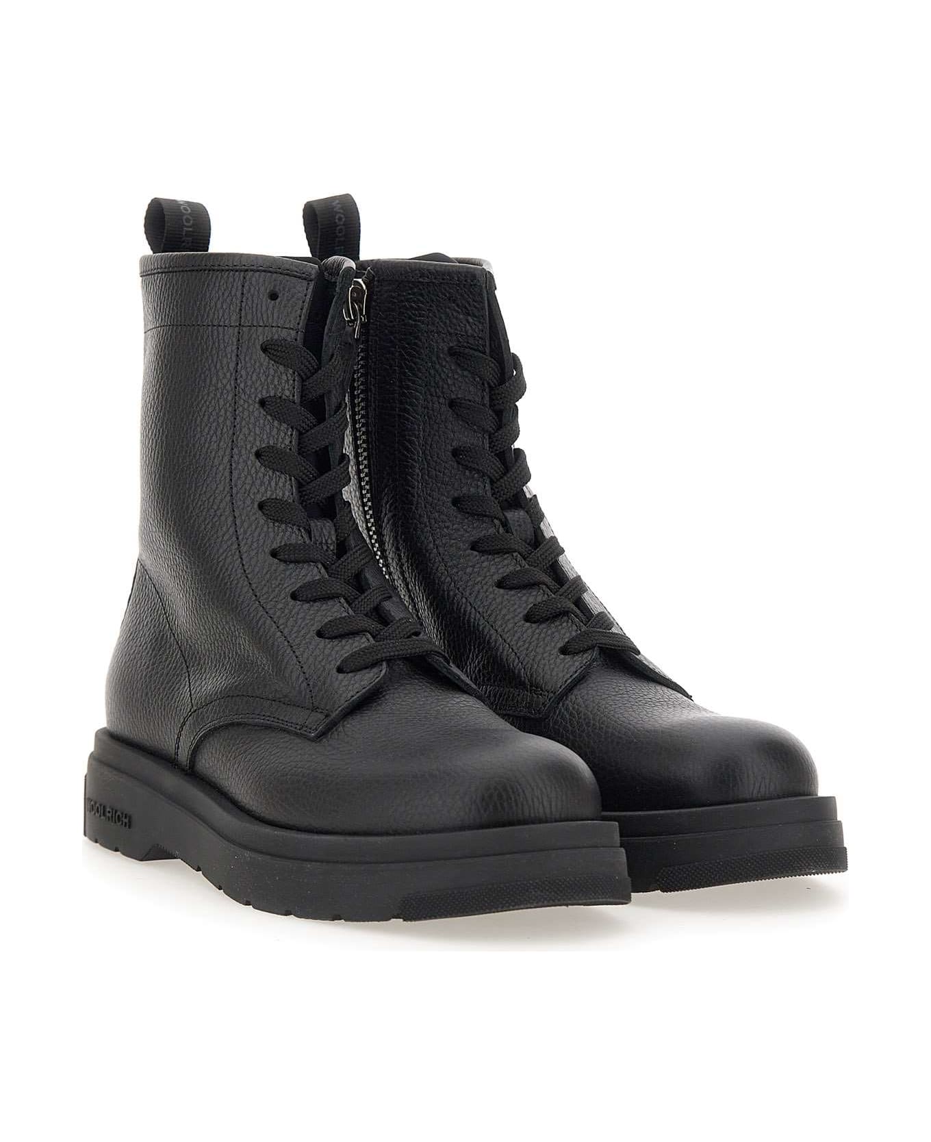 Woolrich New City' Tumbled Leather Boots - Black