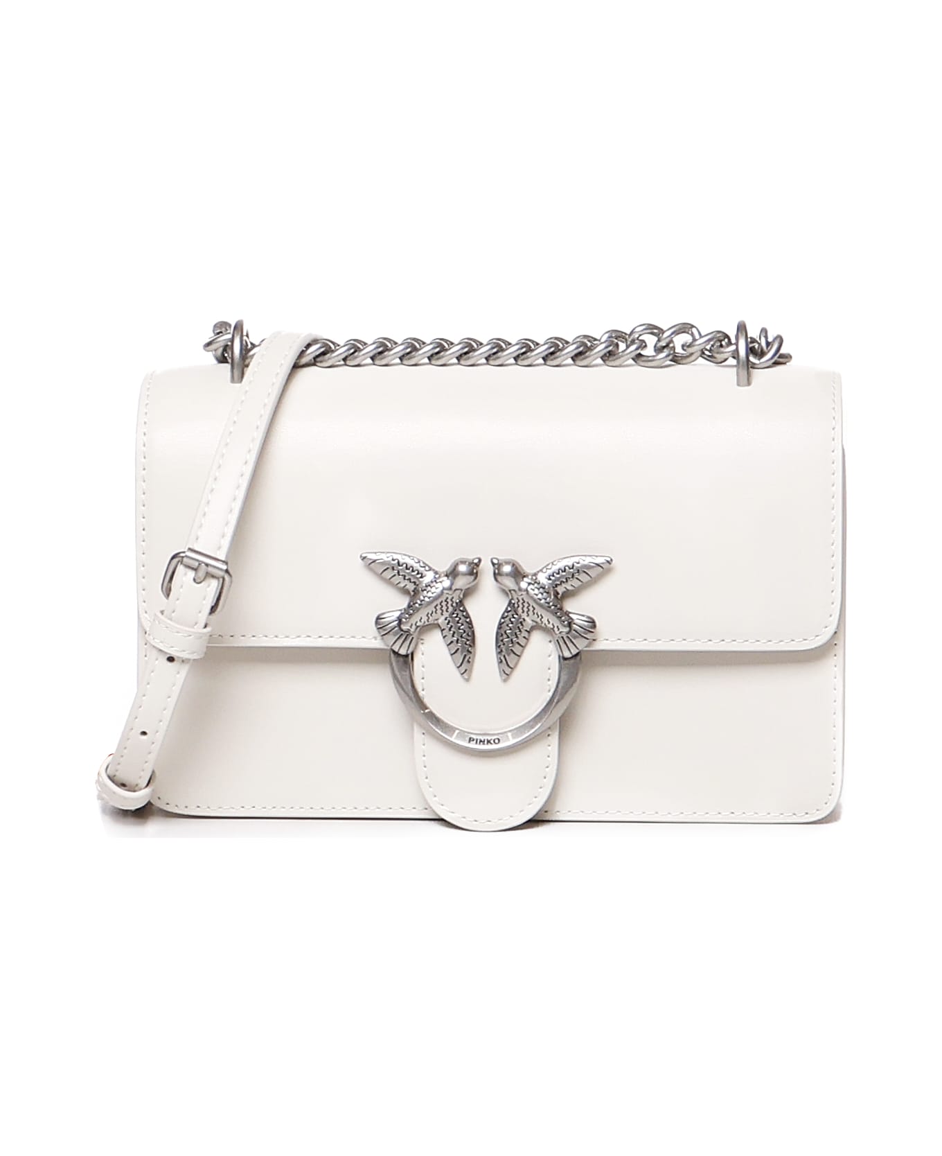 Pinko Love One Mini Bag - BIANCO SETA-OLD SILVER