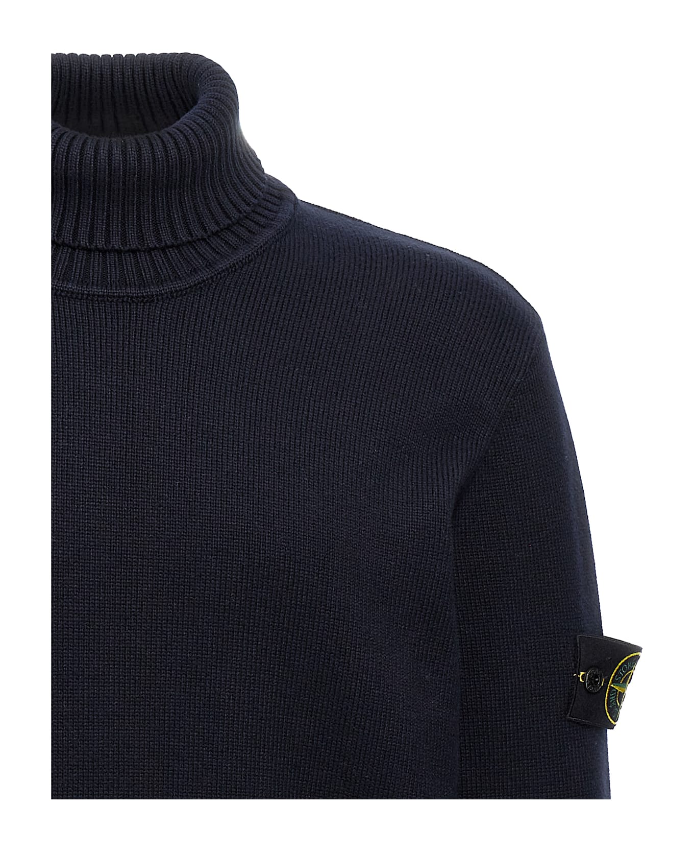 Stone Island Logo Badge Turtleneck Sweater - Navy Blue