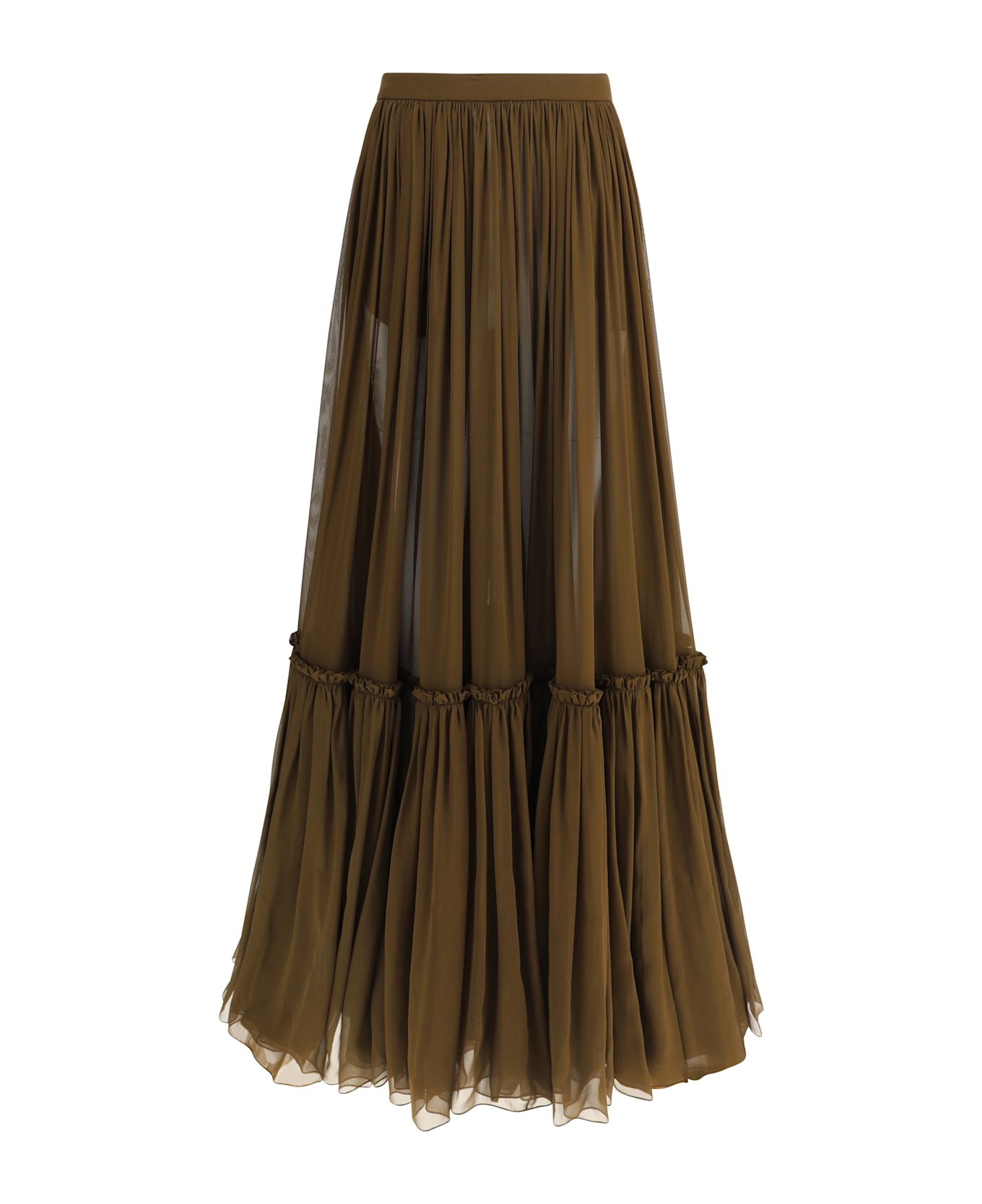 Saint Laurent Flounced Long Skirt