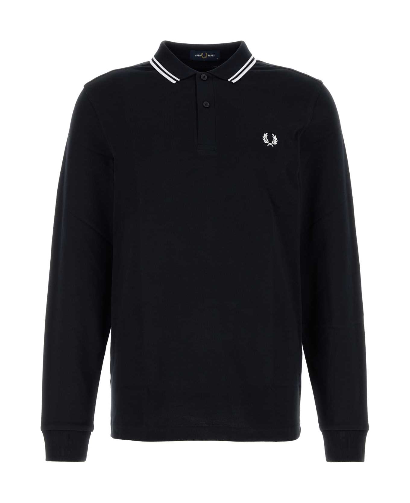 Fred Perry Navy Blue Piquet Polo Shirt - NAVYWHITE