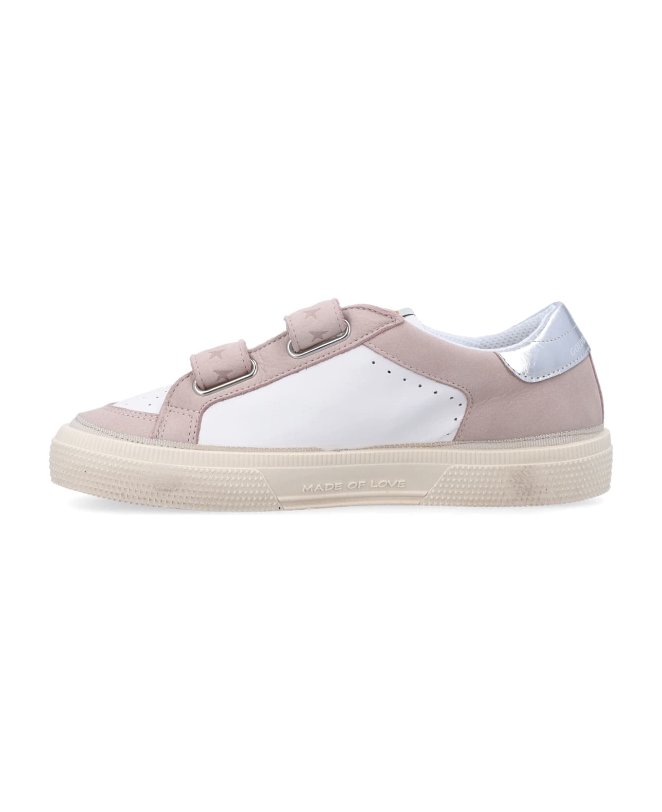 Golden Goose Kid - May School Sneakers - WHITE/LIGHT PINK