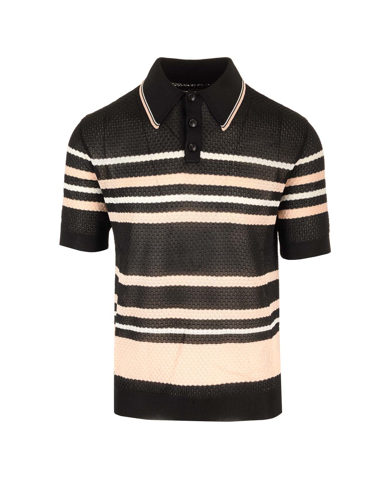 AMIRI Striped Polo - Black