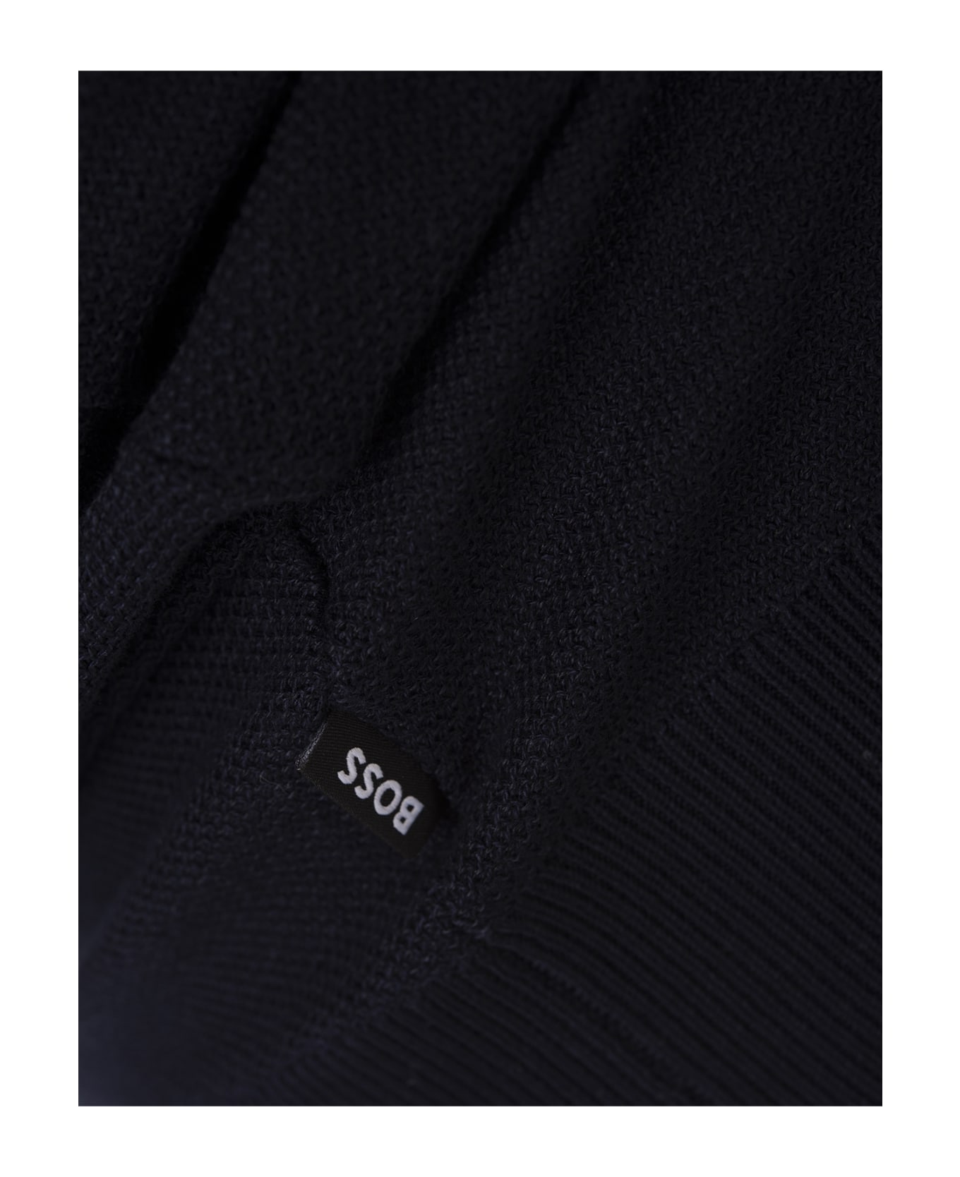 Hugo Boss Dark Blue Polo Style Sweater With Open Collar - Blue