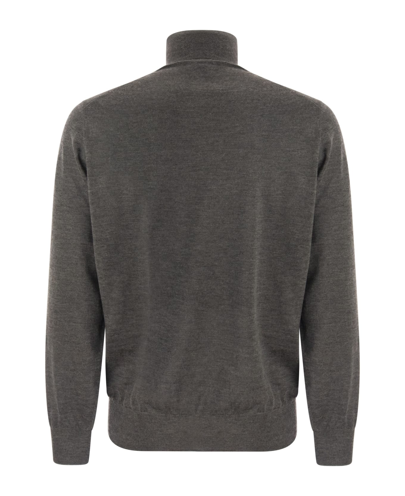 Brunello Cucinelli Lightweight Turtleneck Sweater In Cashmere And Silk - Grey