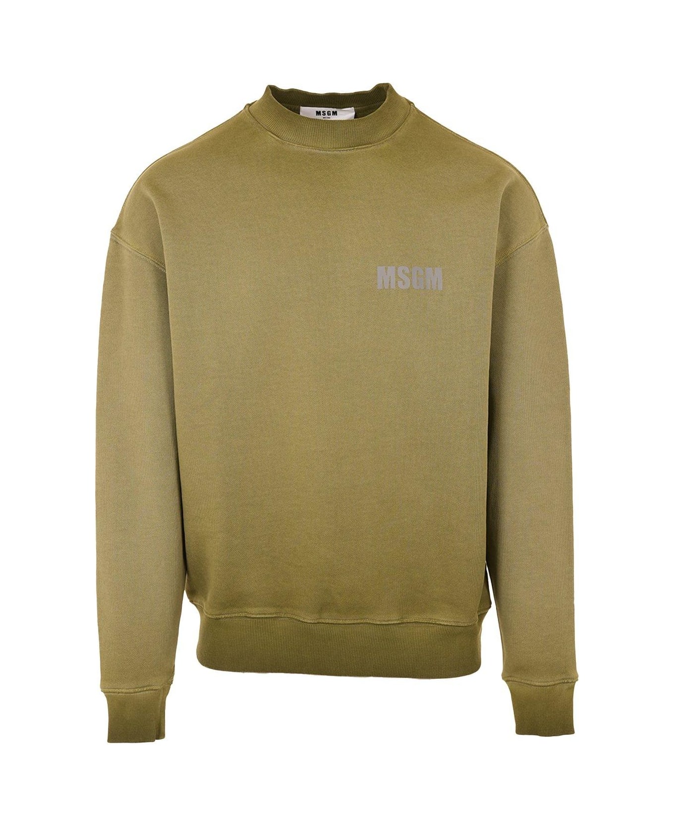 MSGM Logo Printed Crewneck Sweatshirt - Green