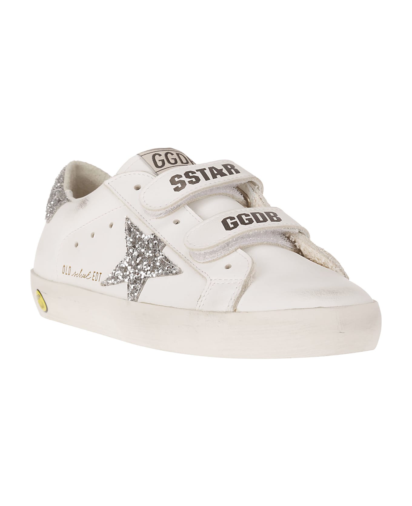Golden Goose Old School Leather Upper Suede Toe Glitter Star - WHITE/ICE/SILVER