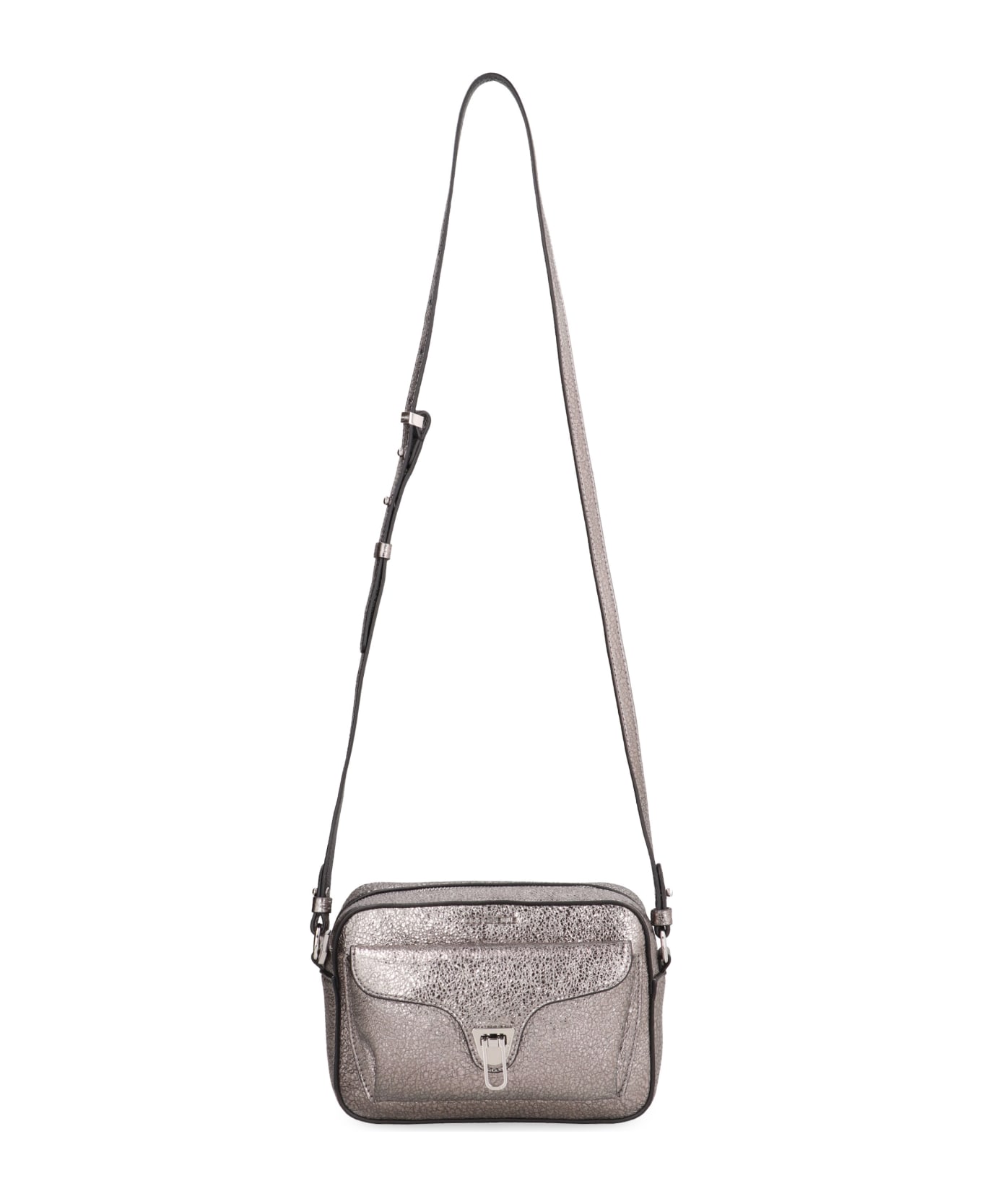 Coccinelle Beat Leather Crossbody Bag - silver