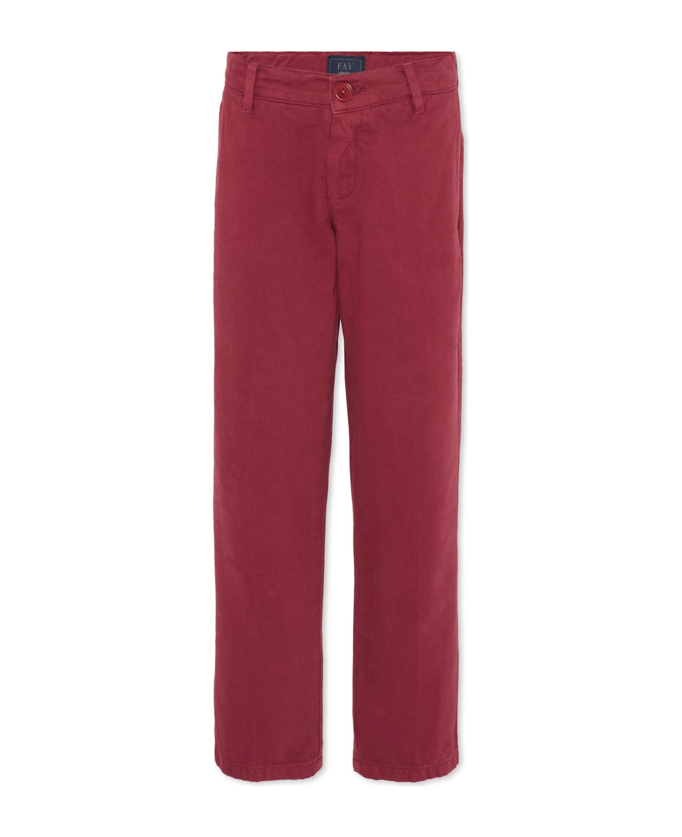 Fay Burgundy Trousers For Boy With Logo - Bordeaux ボトムス