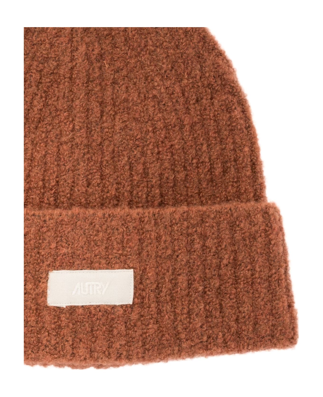 Autry Logo-patch Knitted Beanie - Rosso