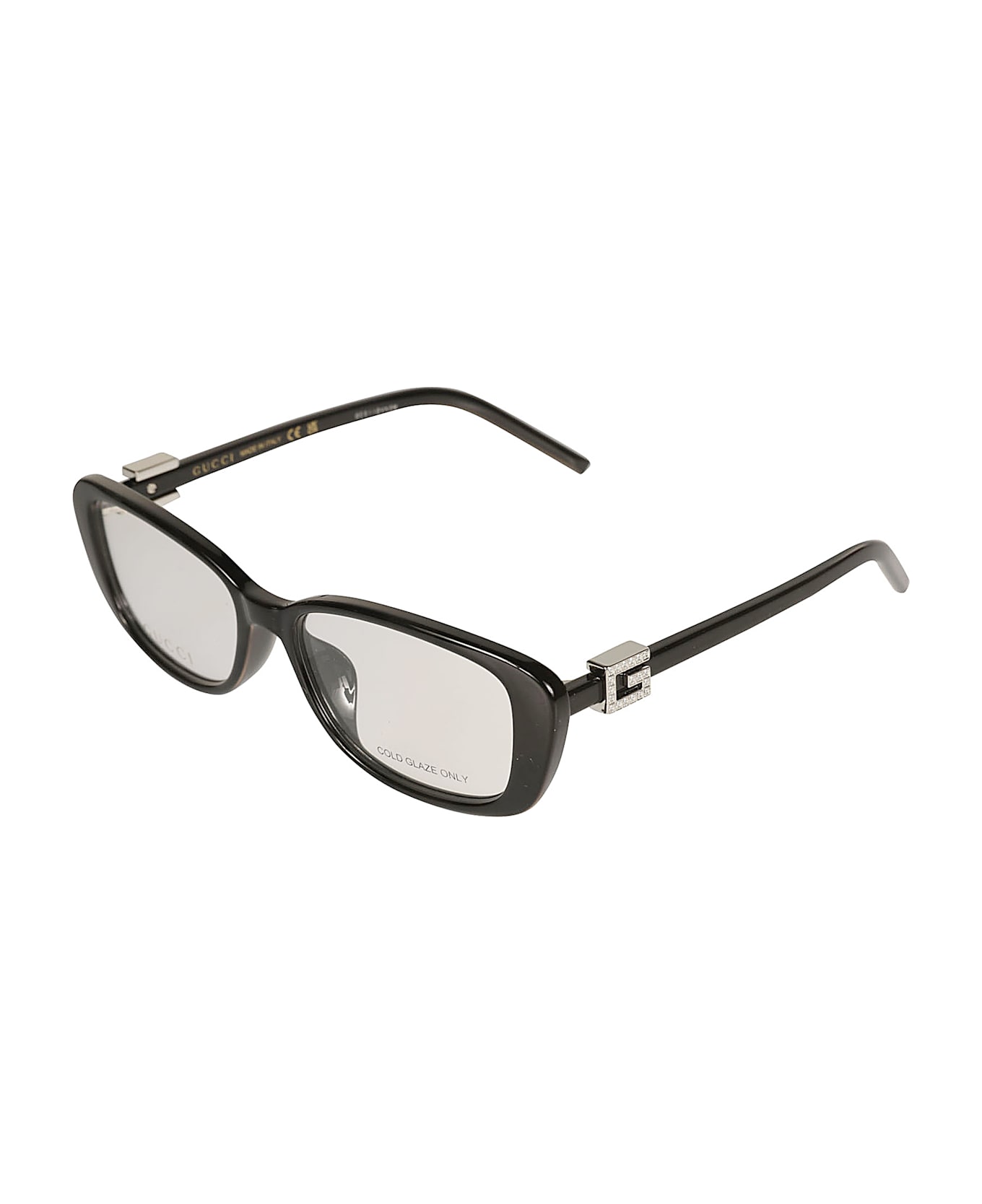 Gucci Eyewear Rectangle Logo Lens Flat Frame - BLACK-BLACK-TRANSPARENT