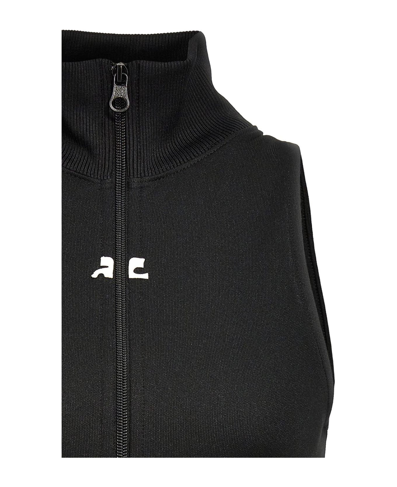 Courrèges Interlock Tracksuit Cropped Vest - Black