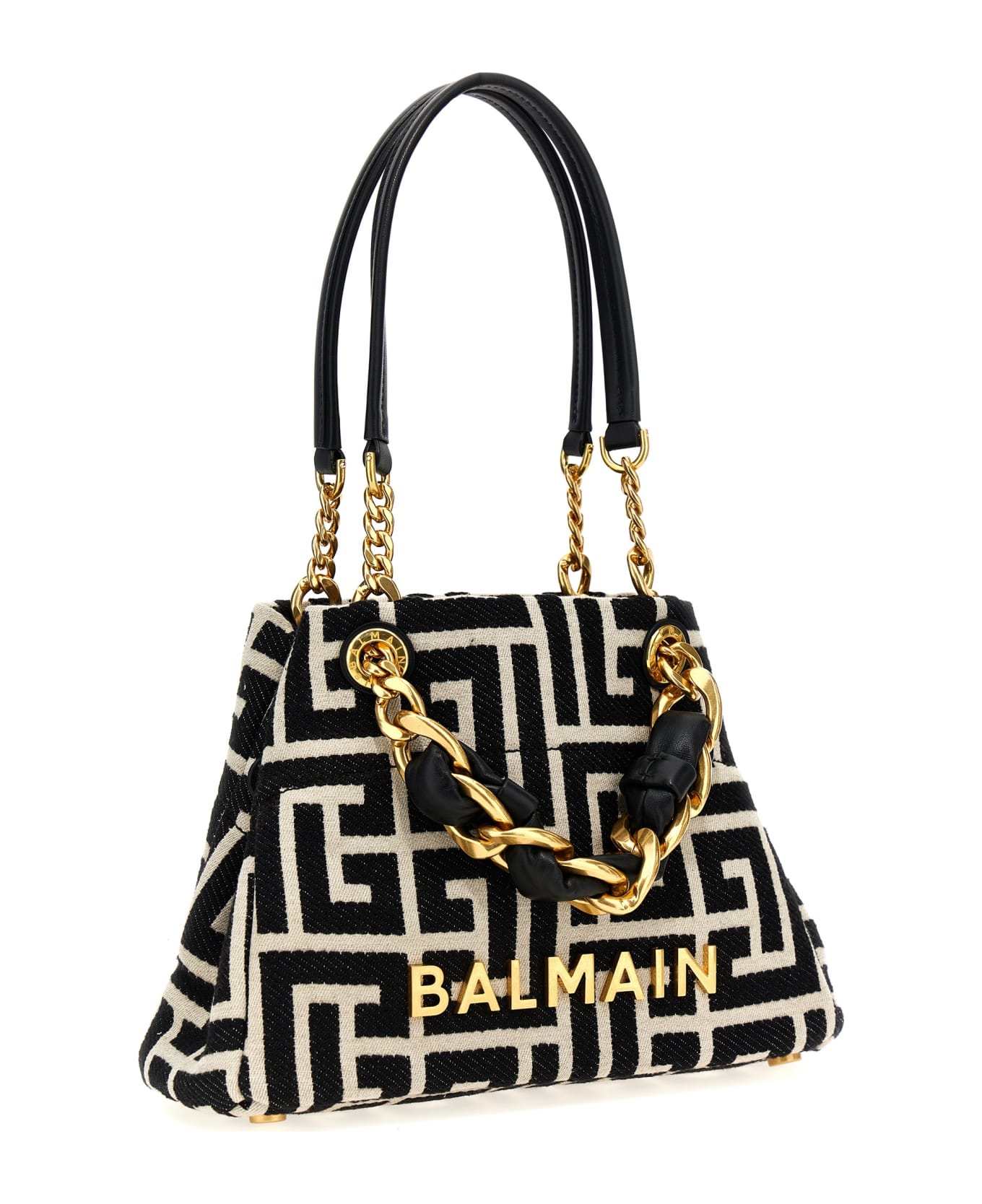 Balmain '1945 Soft Small' Shopping Bag - White/Black