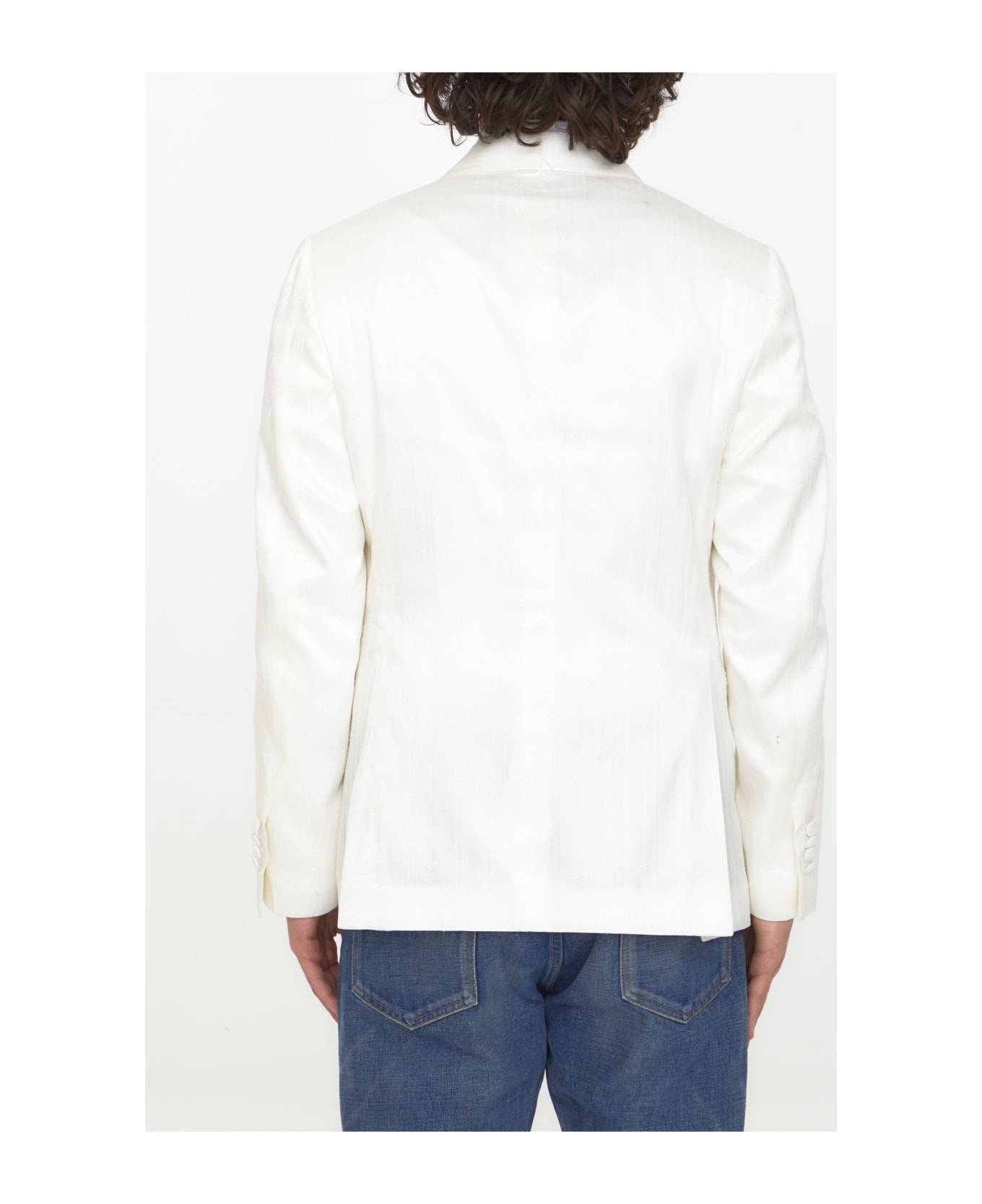 Lardini Silk Shantung Jacket - WHITE